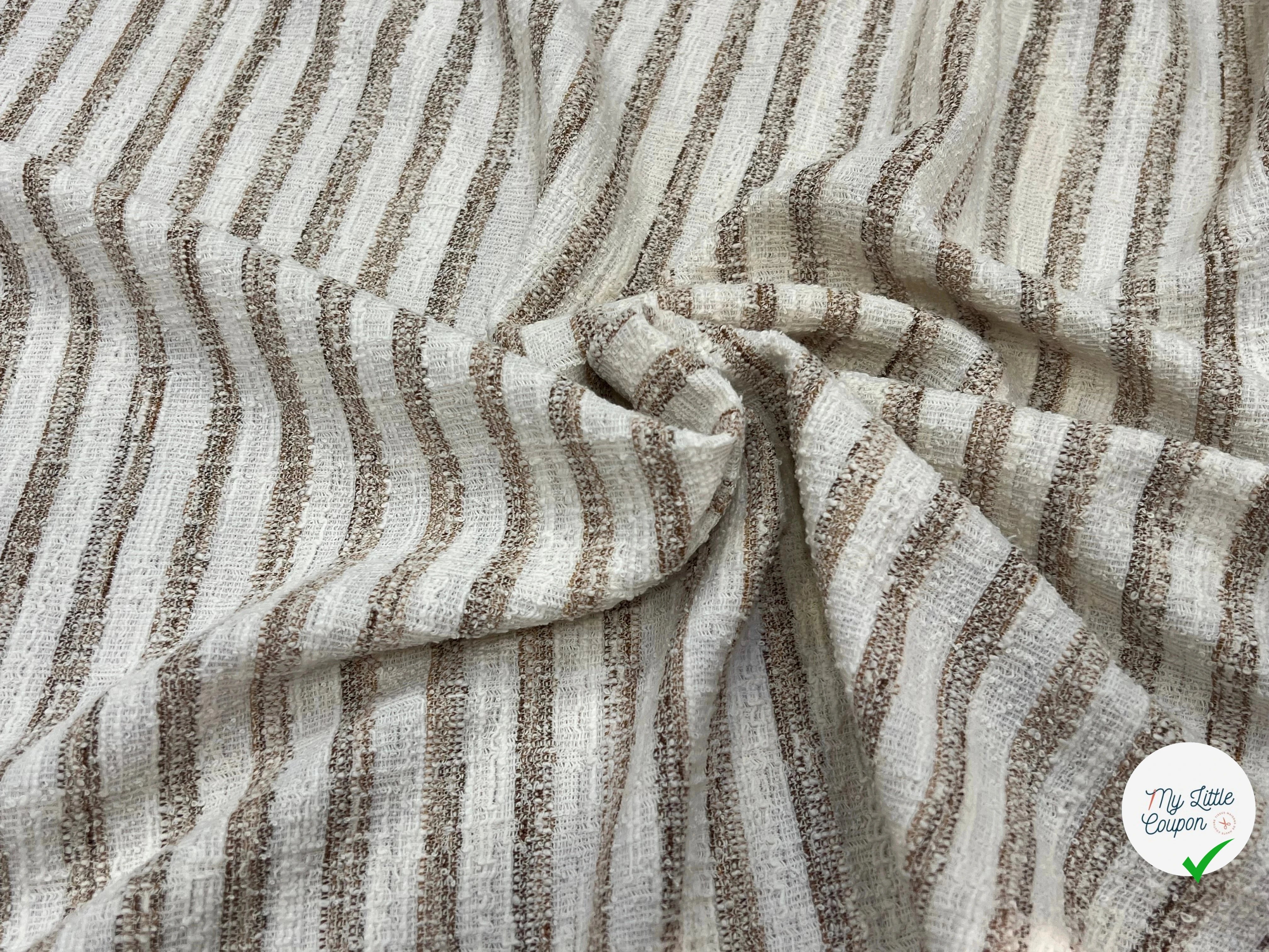 MAILLE TRICOTÉE STRETCH À RAYURES BEIGE MARRONÉ - My Little Coupon