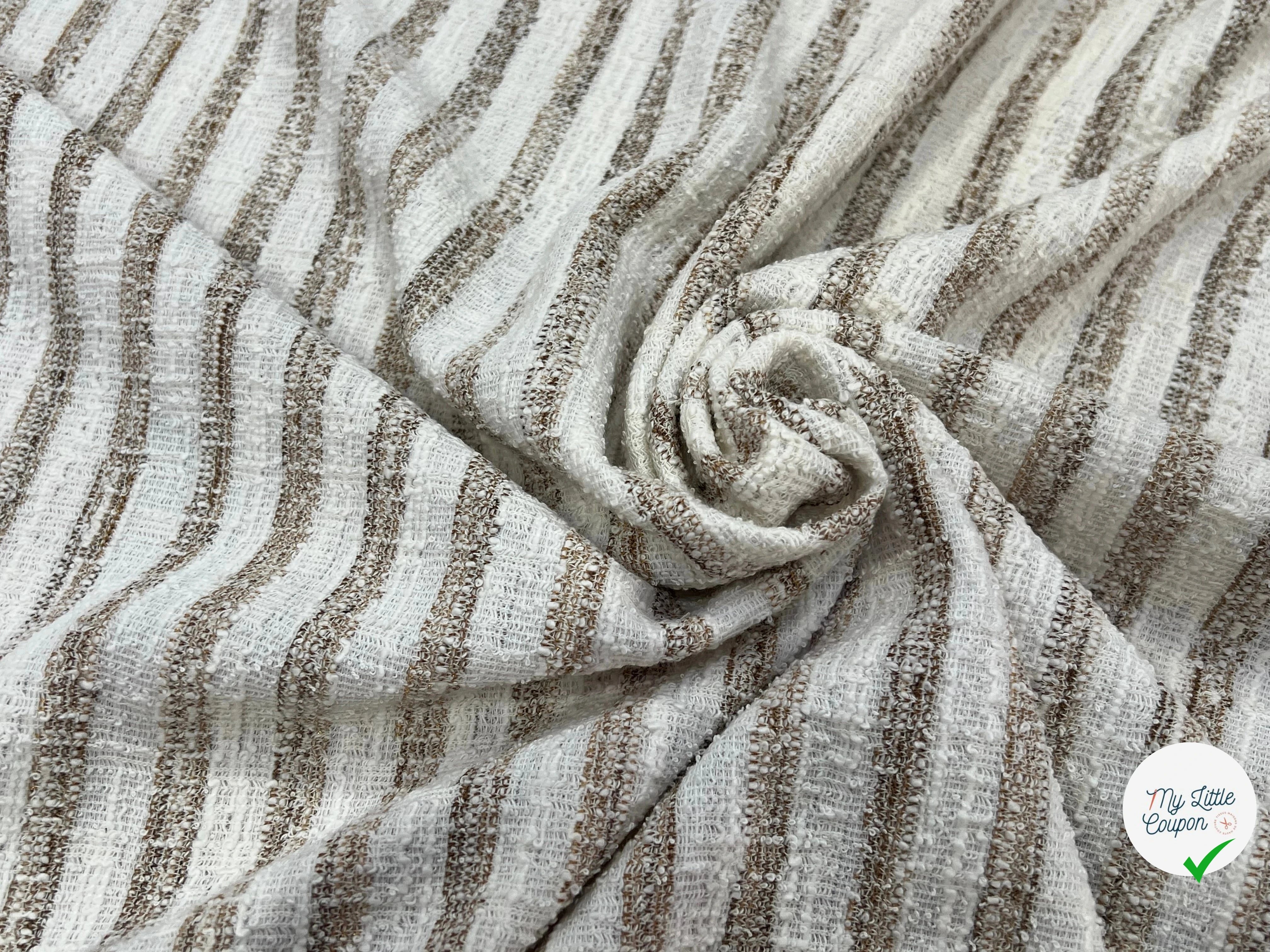 MAILLE TRICOTÉE STRETCH À RAYURES BEIGE MARRONÉ - My Little Coupon