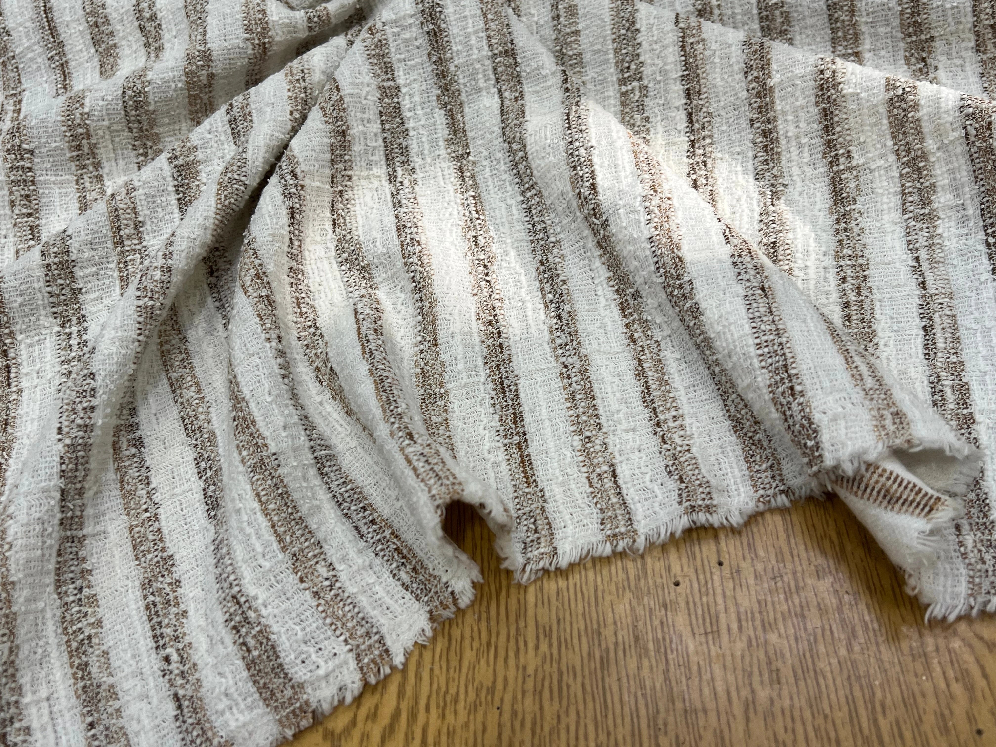 MAILLE TRICOTÉE STRETCH À RAYURES BEIGE MARRONÉ - My Little Coupon