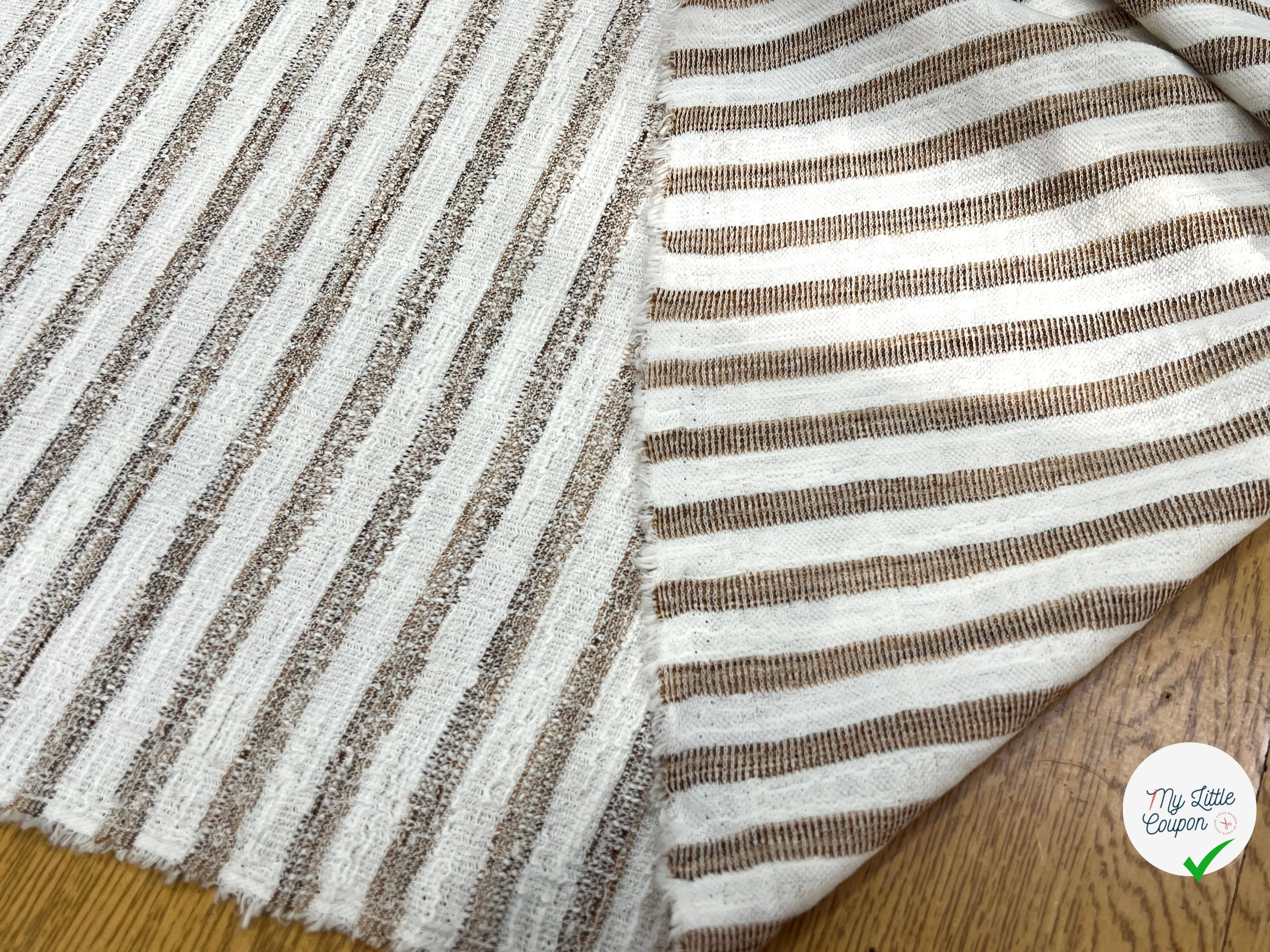 MAILLE TRICOTÉE STRETCH À RAYURES BEIGE MARRONÉ - My Little Coupon