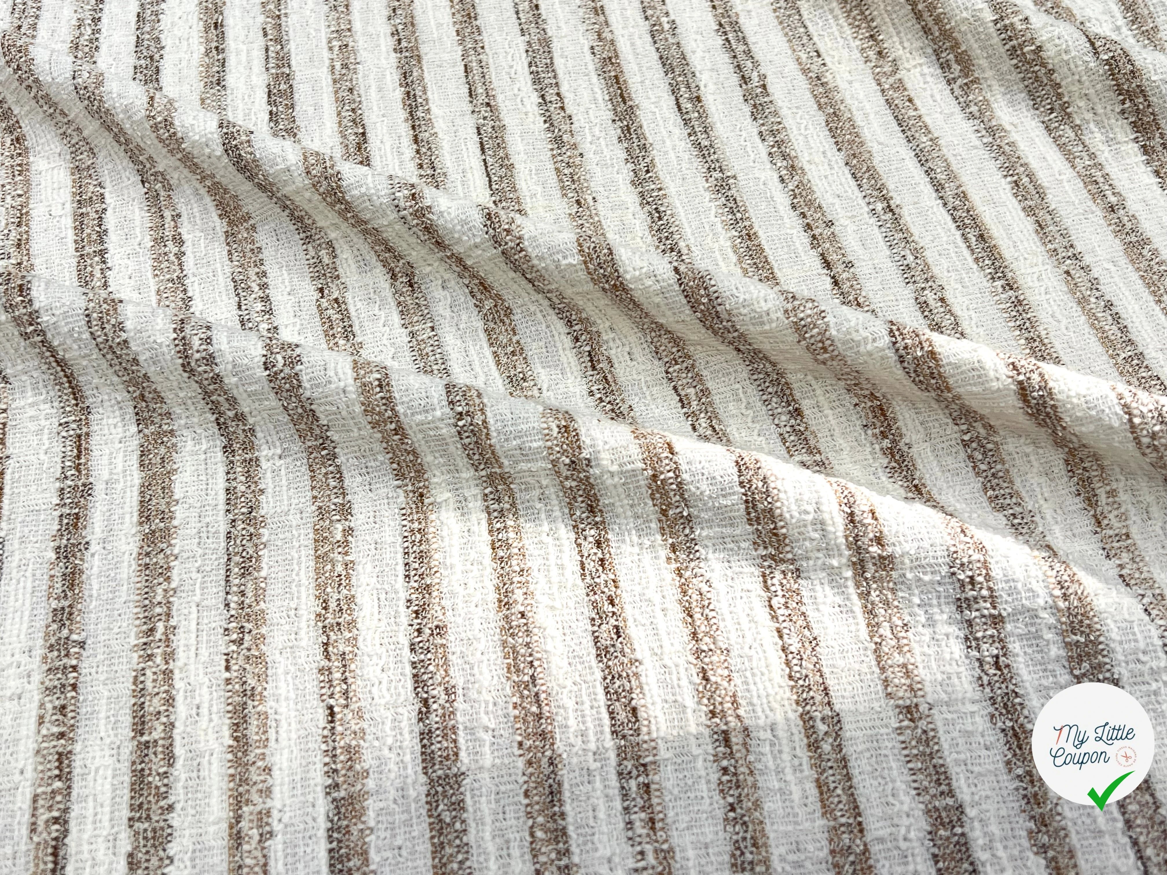 MAILLE TRICOTÉE STRETCH À RAYURES BEIGE MARRONÉ - My Little Coupon