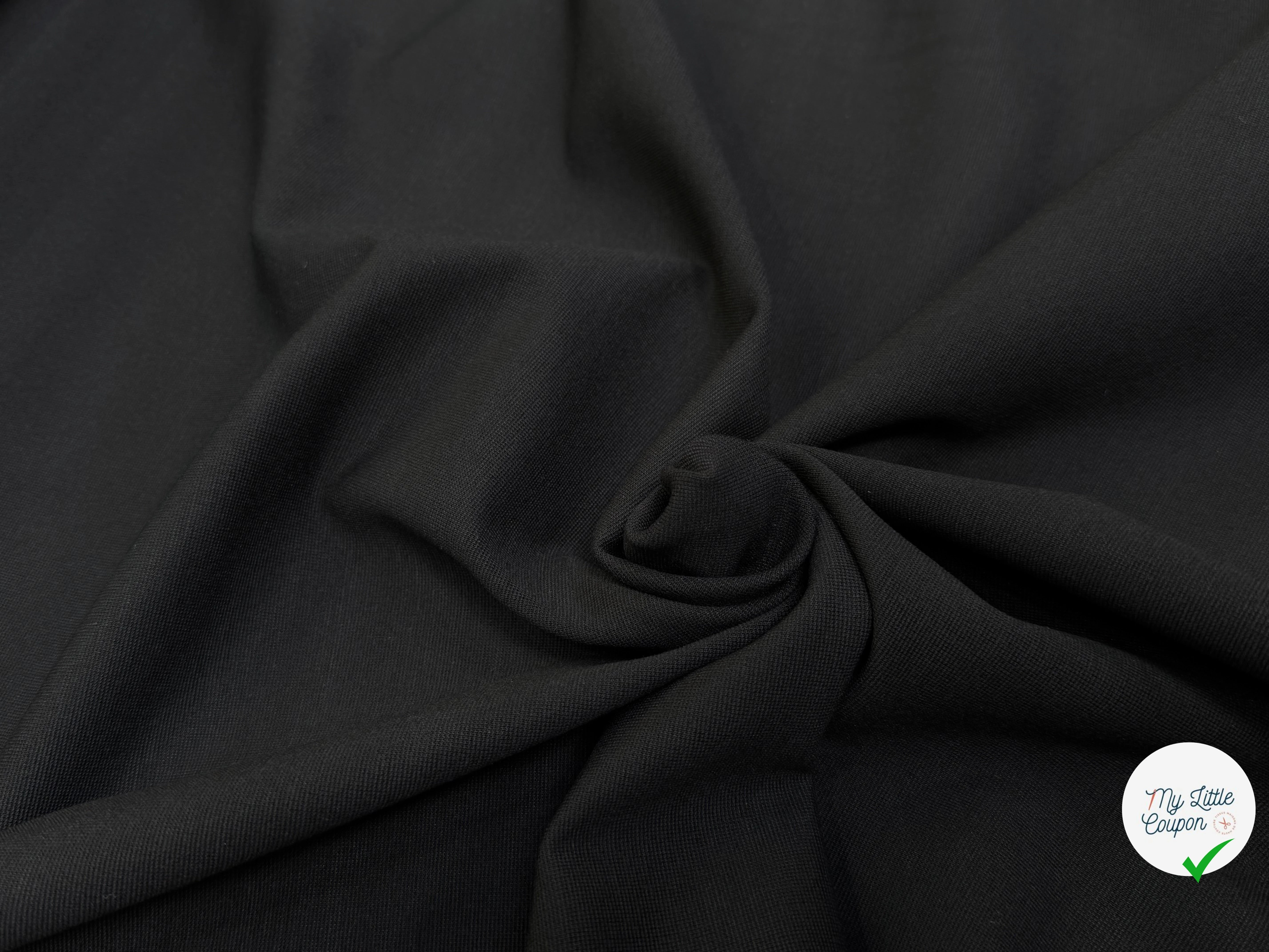 MAILLE VISCOSE LOURDE NOIR ULTRA STRETCH 85% VISCOSE - My Little Coupon