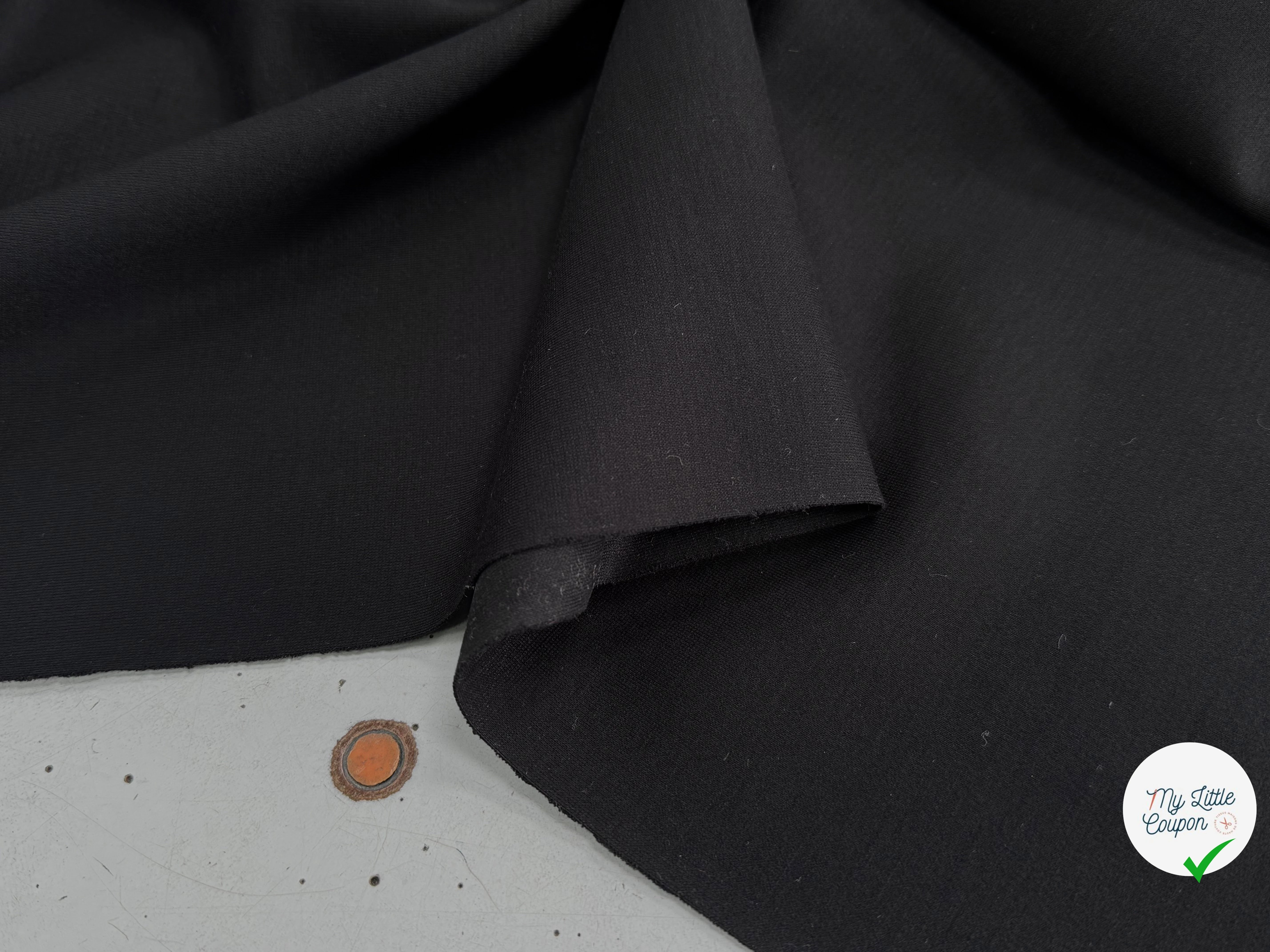 MAILLE VISCOSE LOURDE ULTRA STRETCH NOIR TRÈS BELLE TENUE 92% VISCOSE - My Little Coupon