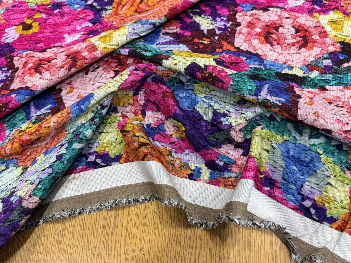MAILLE VISCOSE STRETCH IMPRIMÉ FLEURS ESPRIT TAPISSERIE MULTICOLORE - My Little Coupon