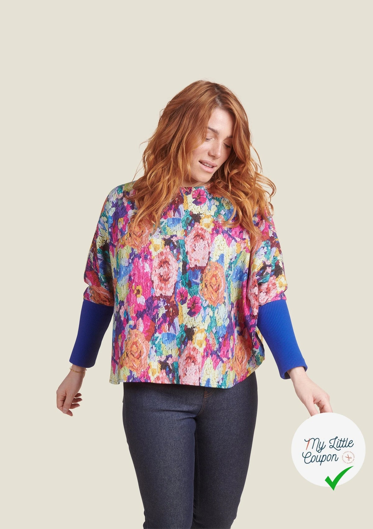 MAILLE VISCOSE STRETCH IMPRIMÉ FLEURS ESPRIT TAPISSERIE MULTICOLORE - My Little Coupon