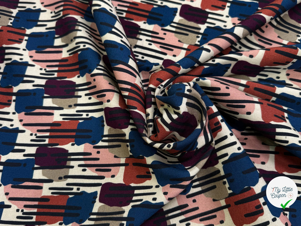 MAILLE VISCOSE STRETCH IMPRIMÉ MOTIF ANNÉES 70 MISTERY PLUIE - My Little Coupon