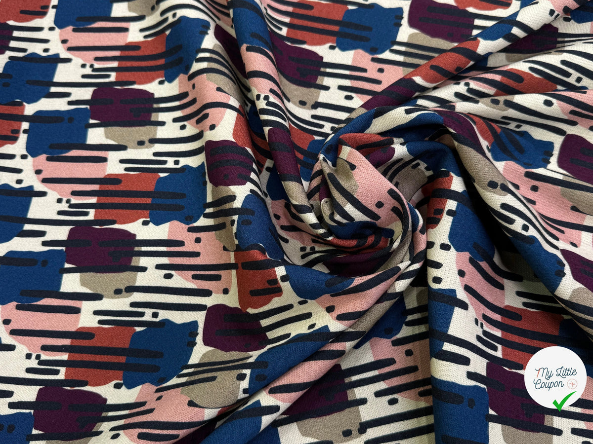 MAILLE VISCOSE STRETCH IMPRIMÉ MOTIF ANNÉES 70 MISTERY PLUIE - My Little Coupon