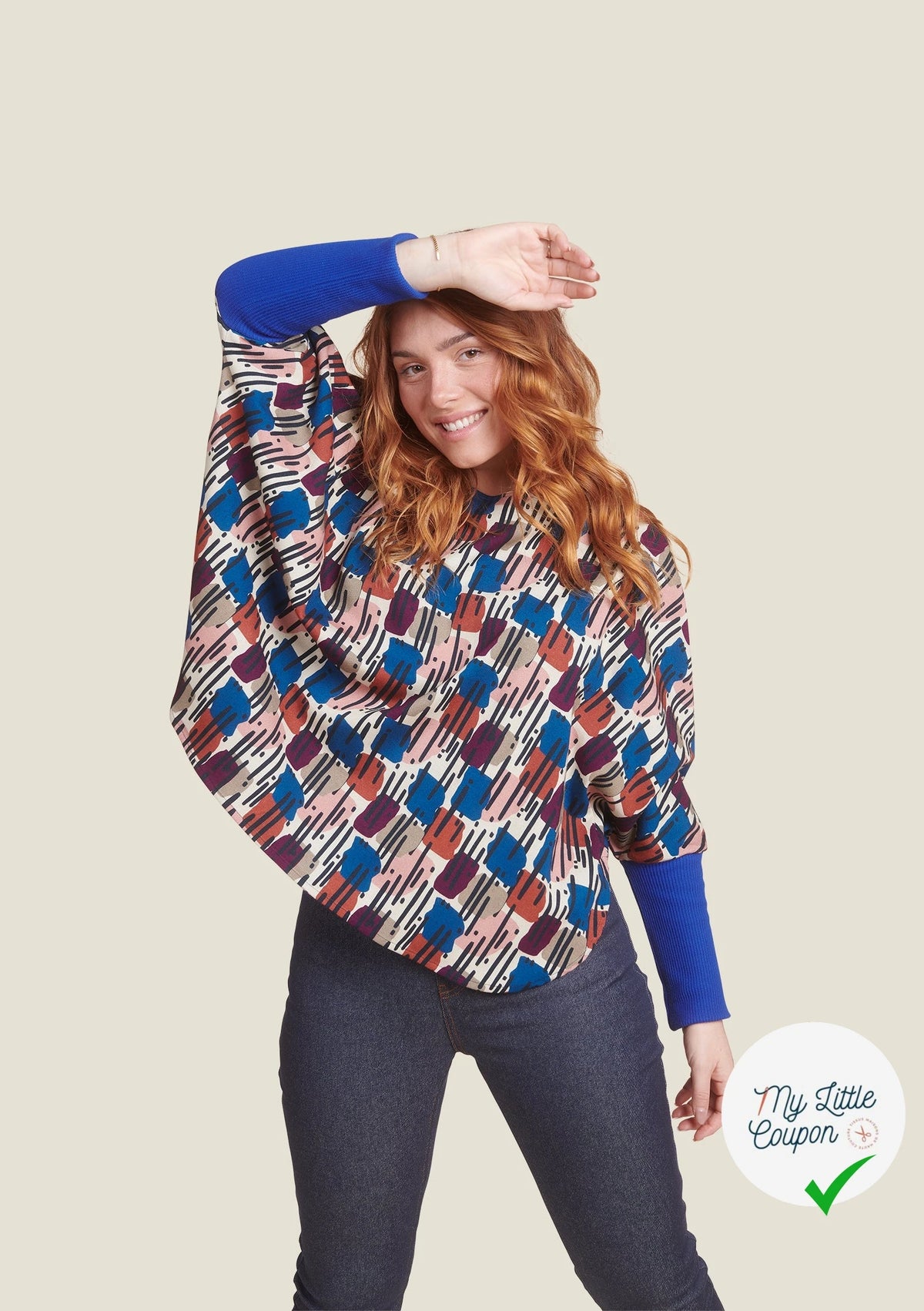 MAILLE VISCOSE STRETCH IMPRIMÉ MOTIF ANNÉES 70 - My Little Coupon