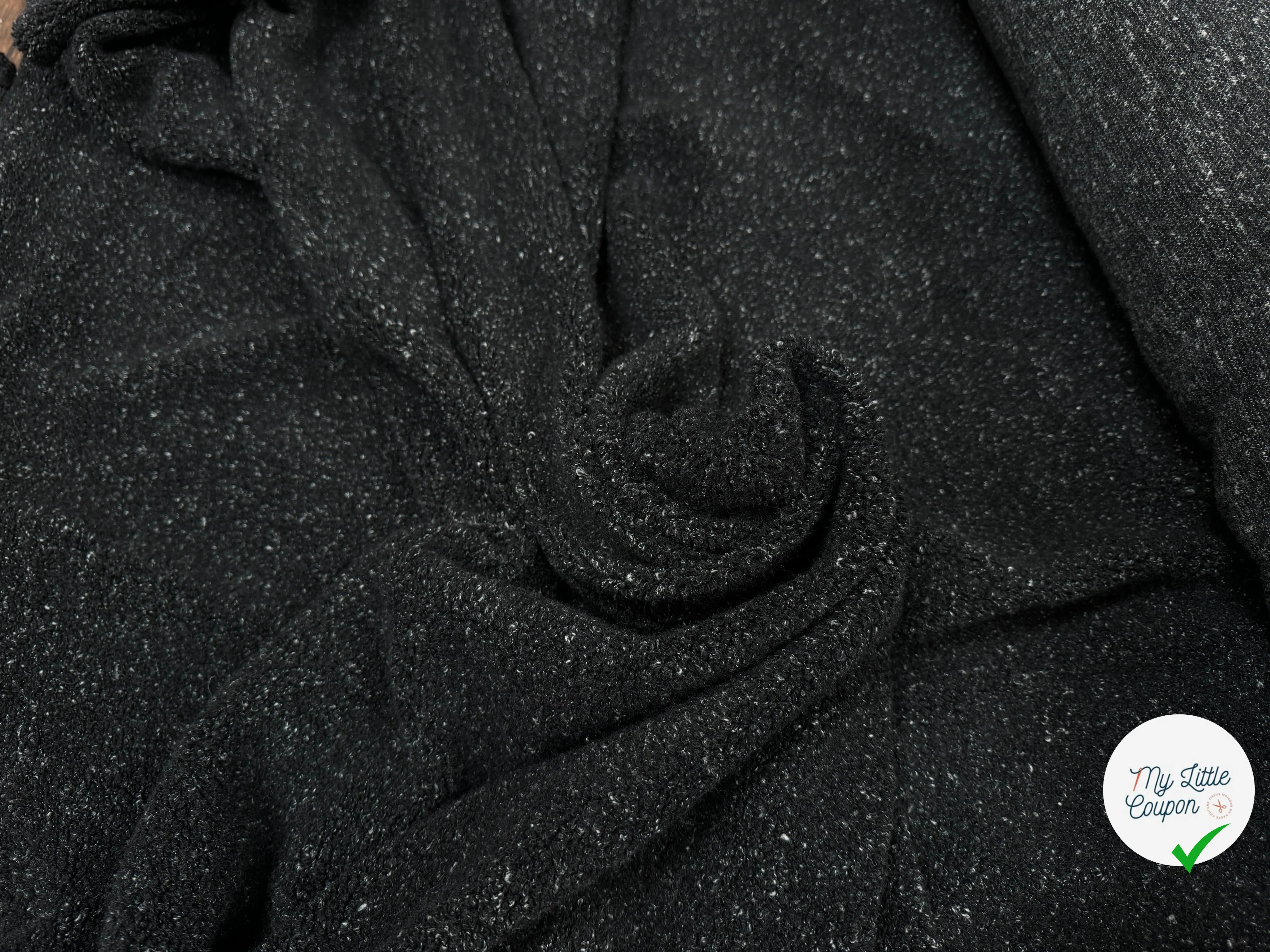 MANTEAU CHENILLE NOIR CHINÉ TRICOT - My Little Coupon