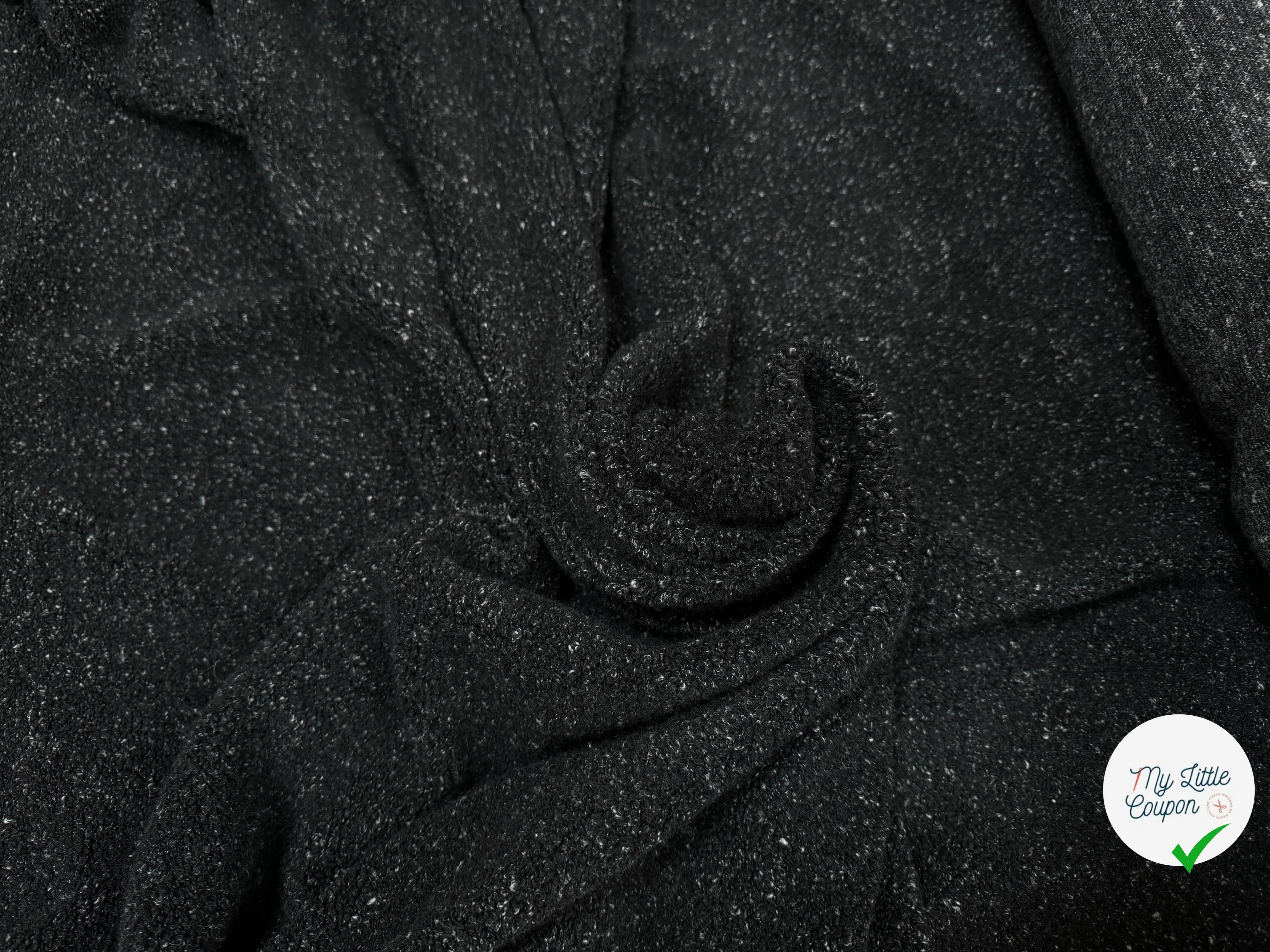 MANTEAU CHENILLE NOIR CHINÉ TRICOT - My Little Coupon