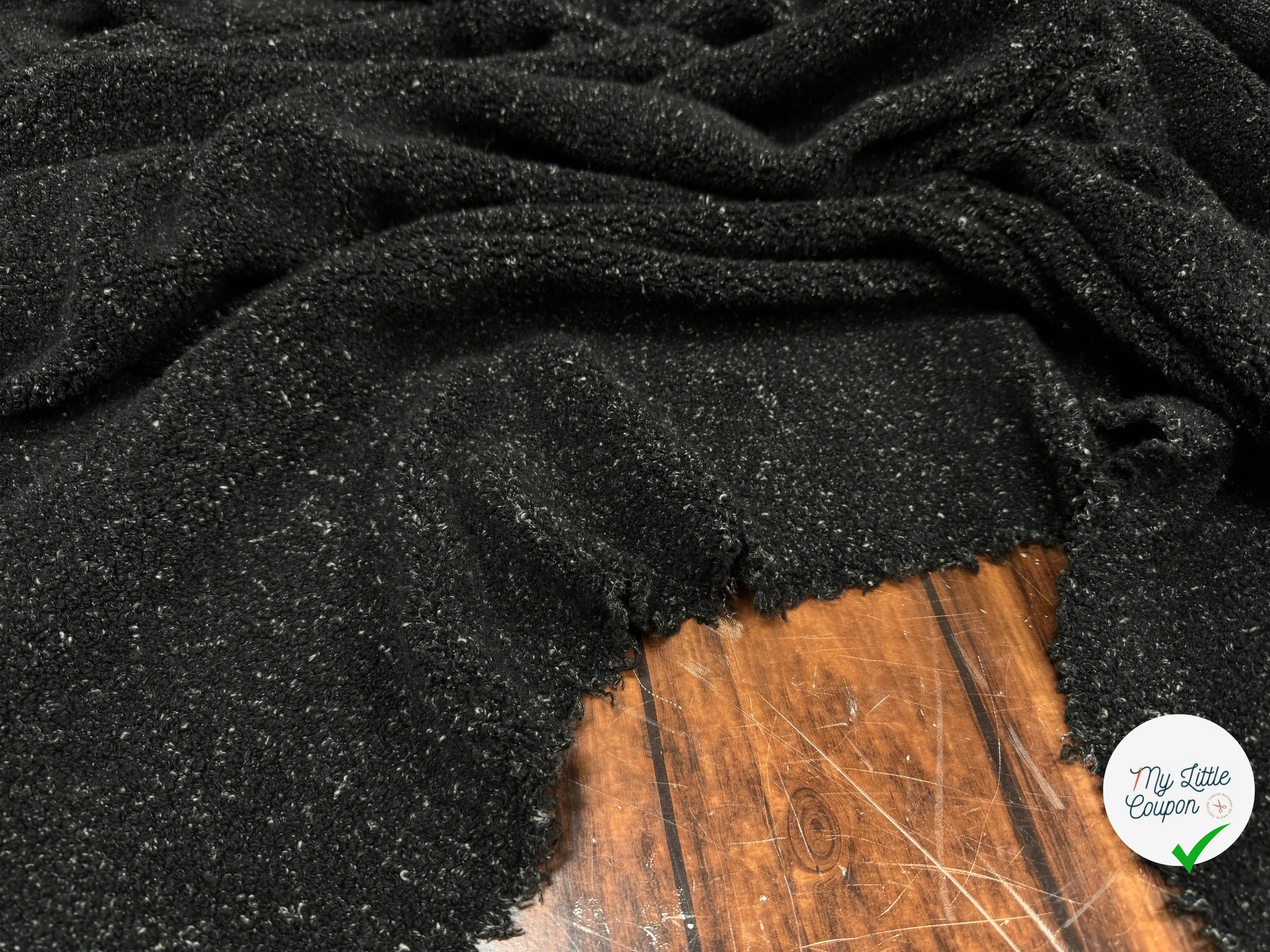 MANTEAU CHENILLE NOIR CHINÉ TRICOT - My Little Coupon