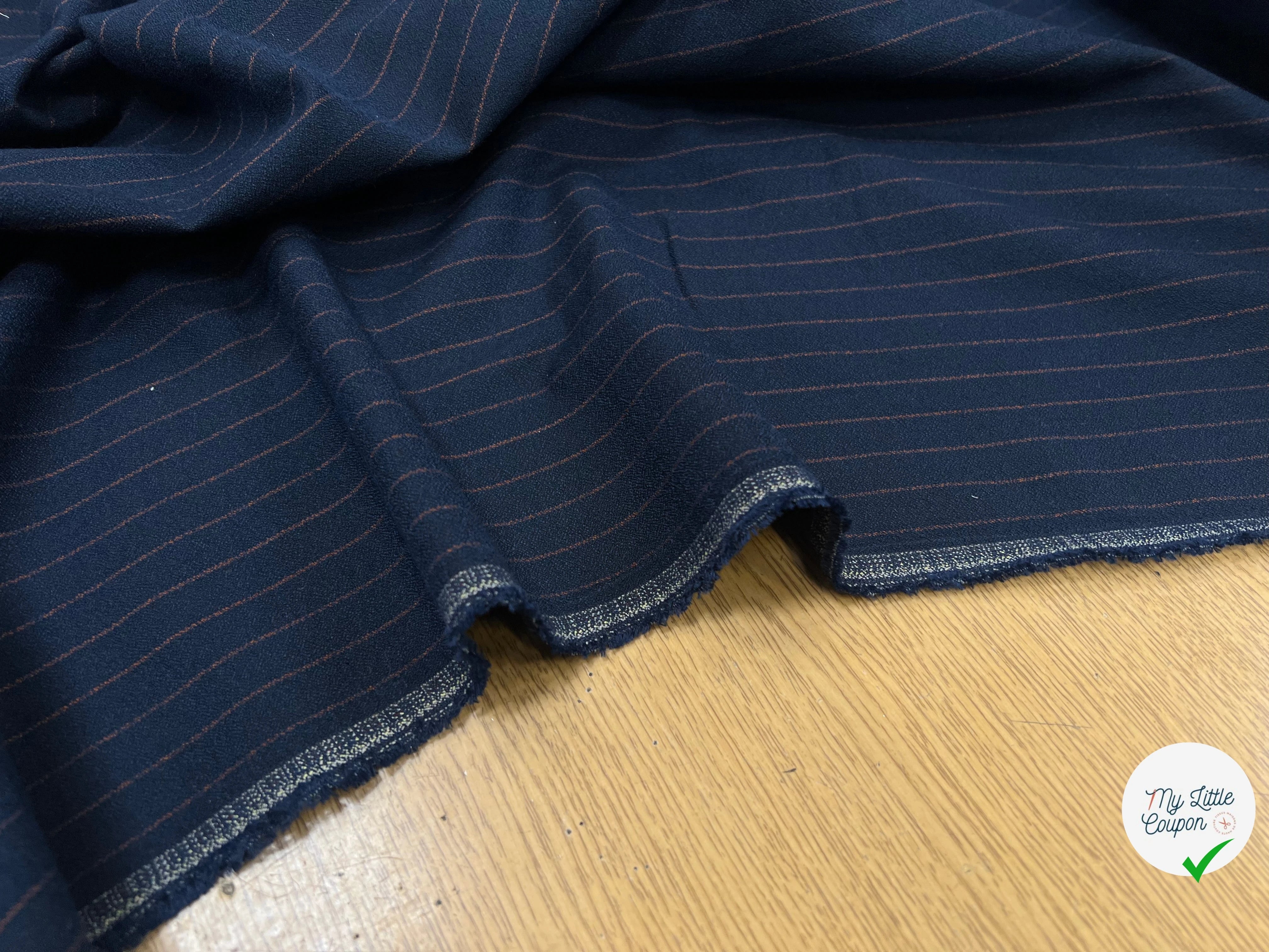 MILANO MOUSSE RAYÉ POLYESTER MARINE - My Little Coupon