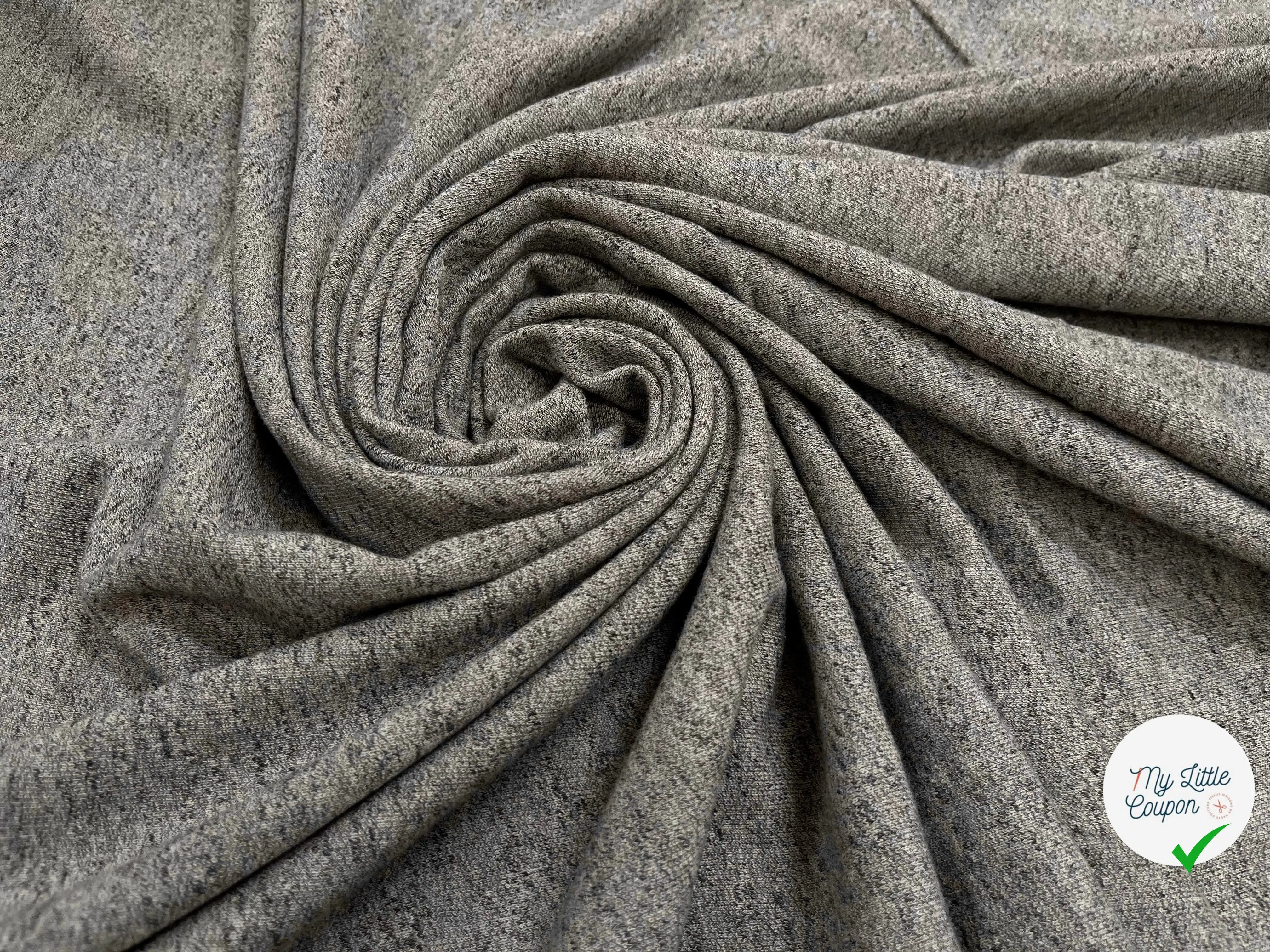 MOLLETON COTON ÉLASTANNE CHINÉ GRIS - My Little Coupon