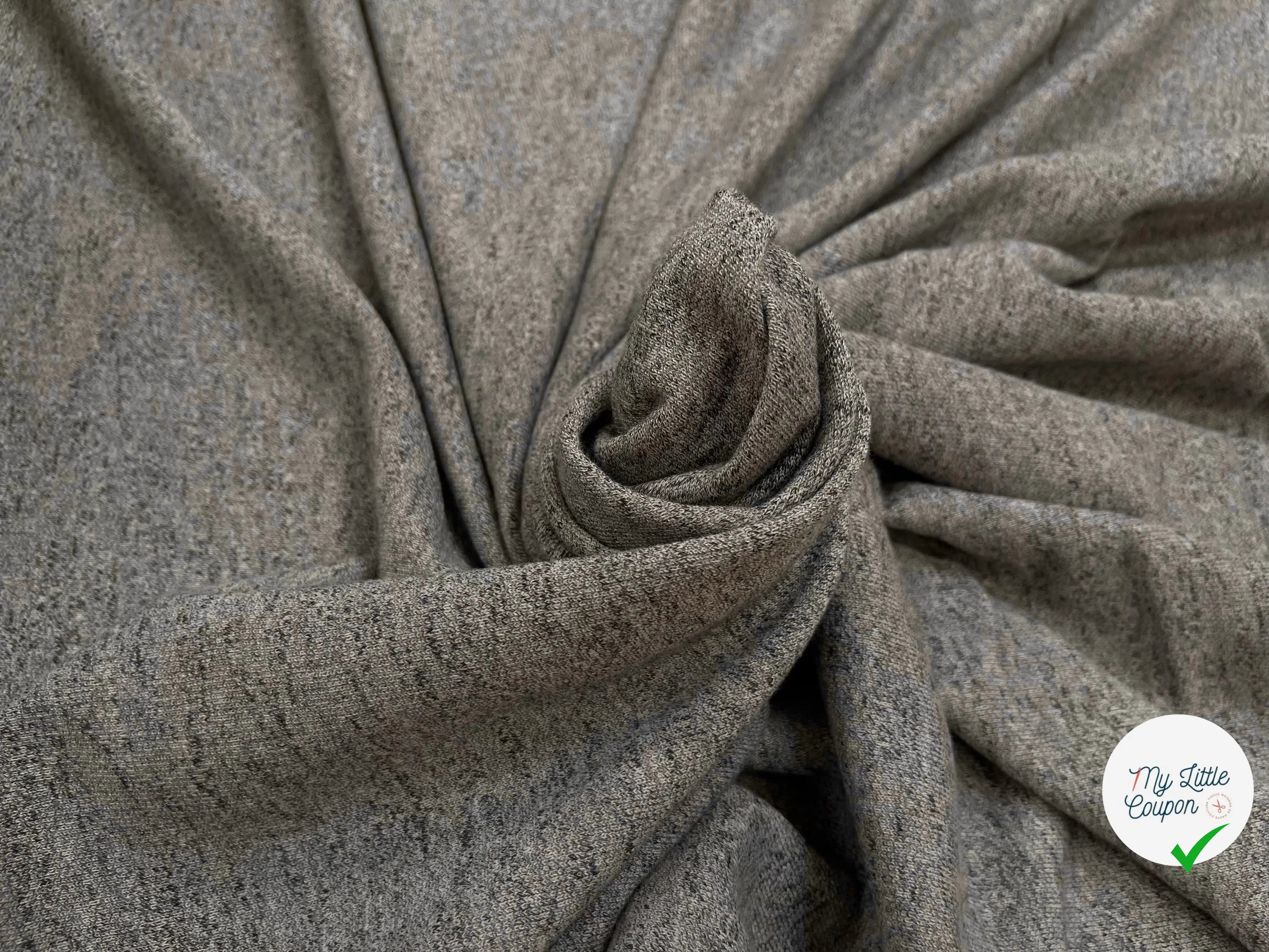 MOLLETON COTON ÉLASTANNE CHINÉ GRIS - My Little Coupon