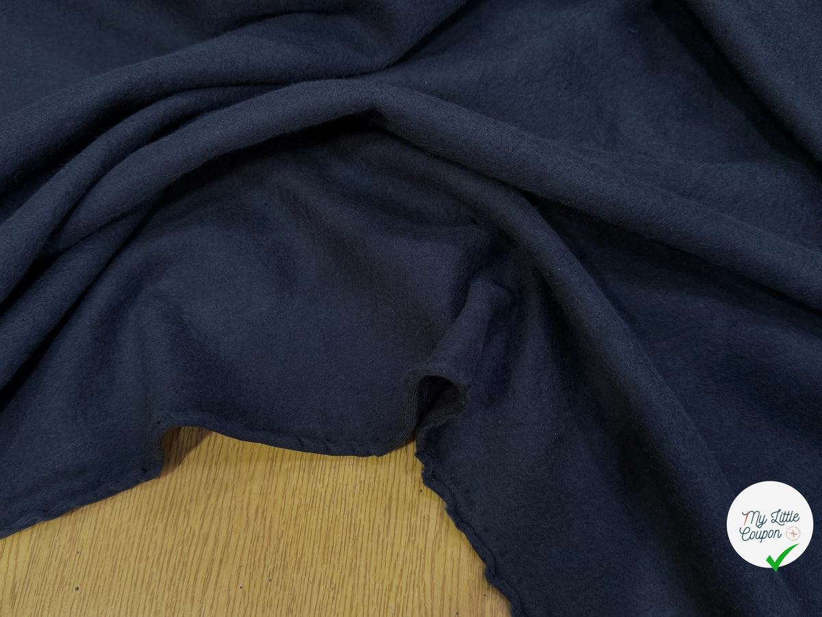 MOLLETON GRATTÉ TOUT DOUX 100% COTON BLEU MARINE GRANDE LAIZE FABRICATION RÉGION DE TROYES 🇫🇷 - My Little Coupon