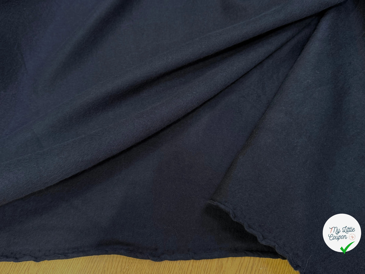 MOLLETON GRATTÉ TOUT DOUX 100% COTON BLEU MARINE GRANDE LAIZE FABRICATION RÉGION DE TROYES 🇫🇷 - My Little Coupon