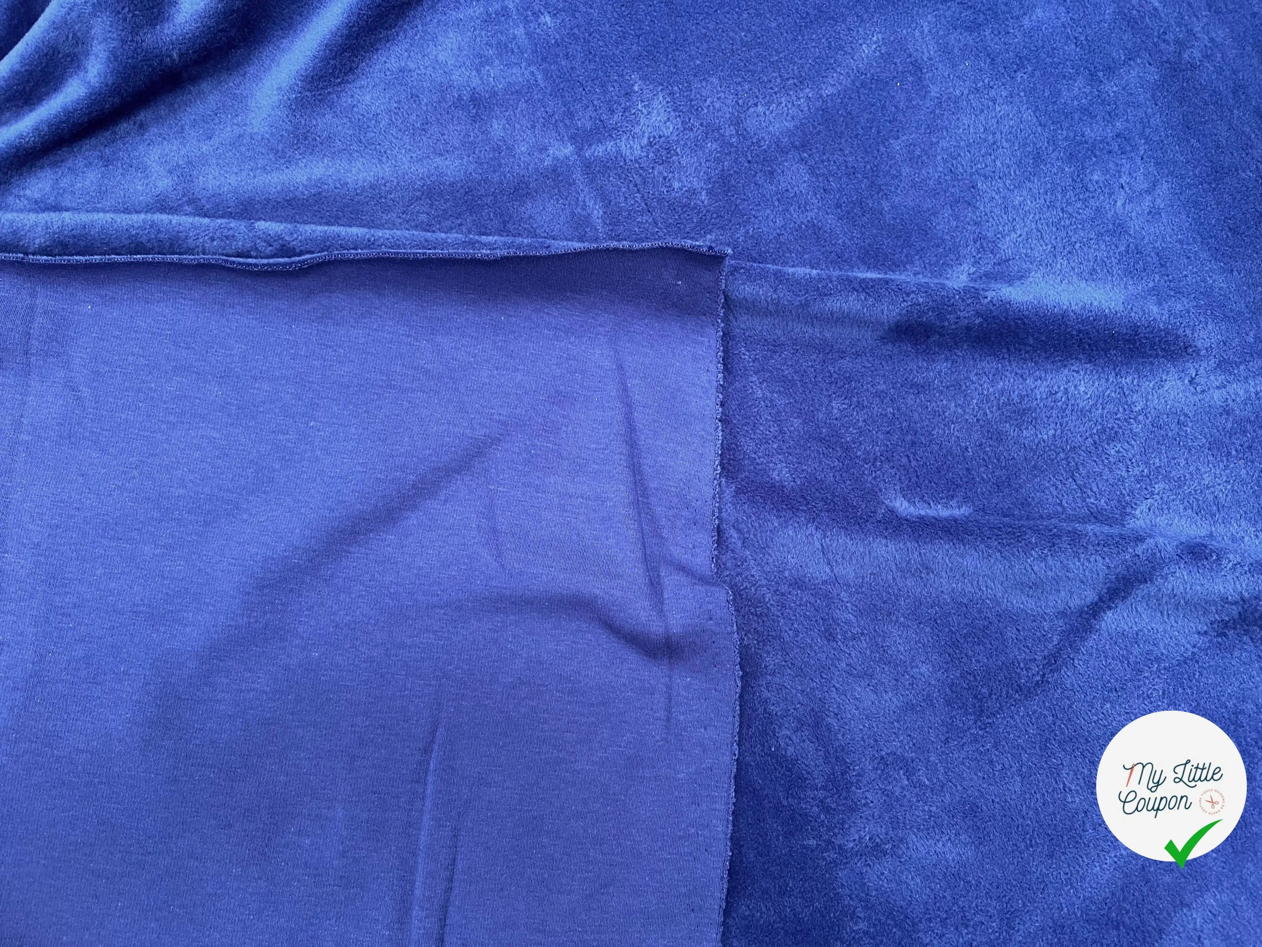 MOLLETON TOUT DOUX ENVERS GRATTÉ MADE IN FRANCE 280 BLEU SAPHIR - My Little Coupon