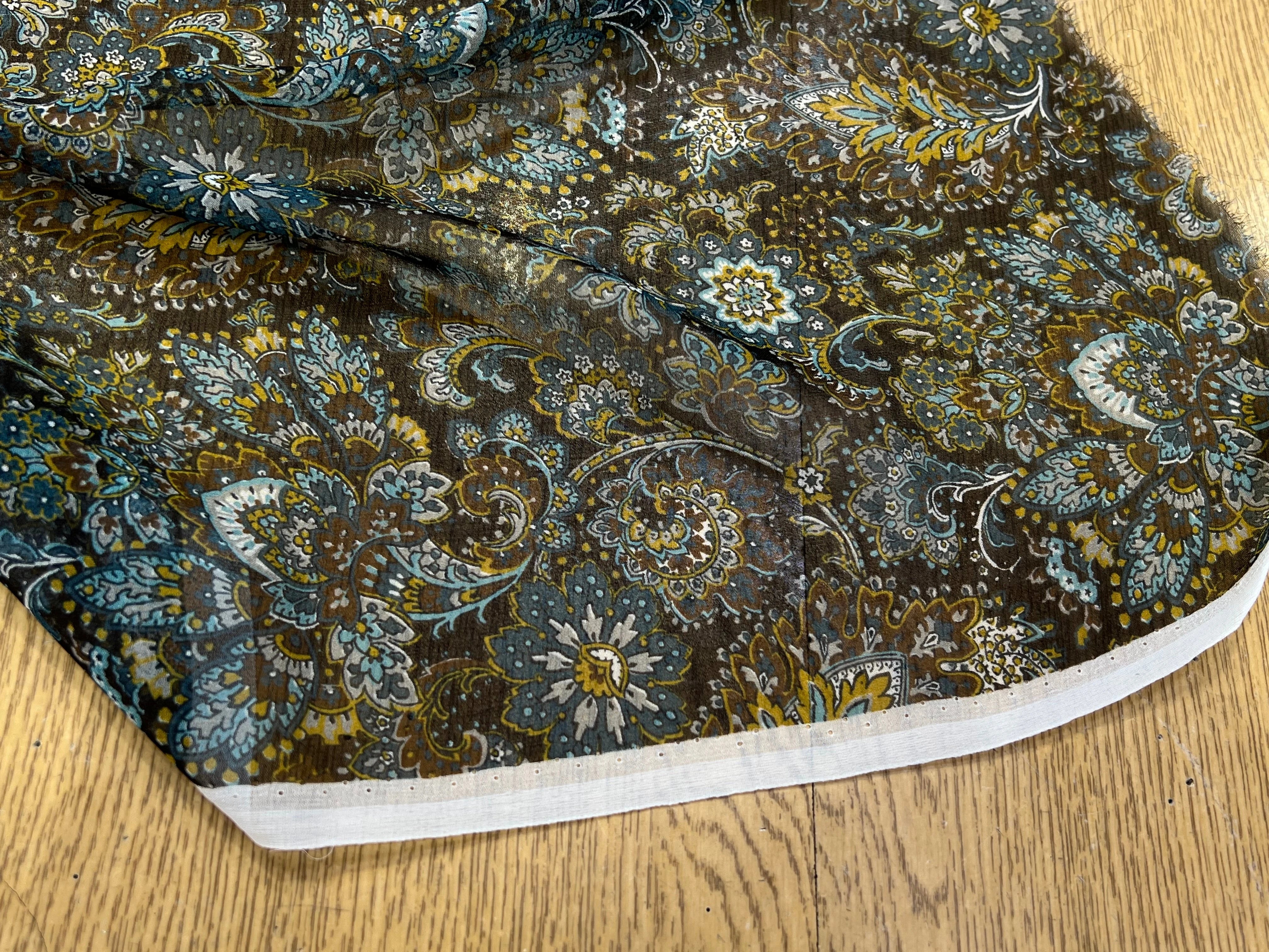 MOUSSELINE DE SOIE IMPRIMÉE FLORALES BLEUS - My Little Coupon