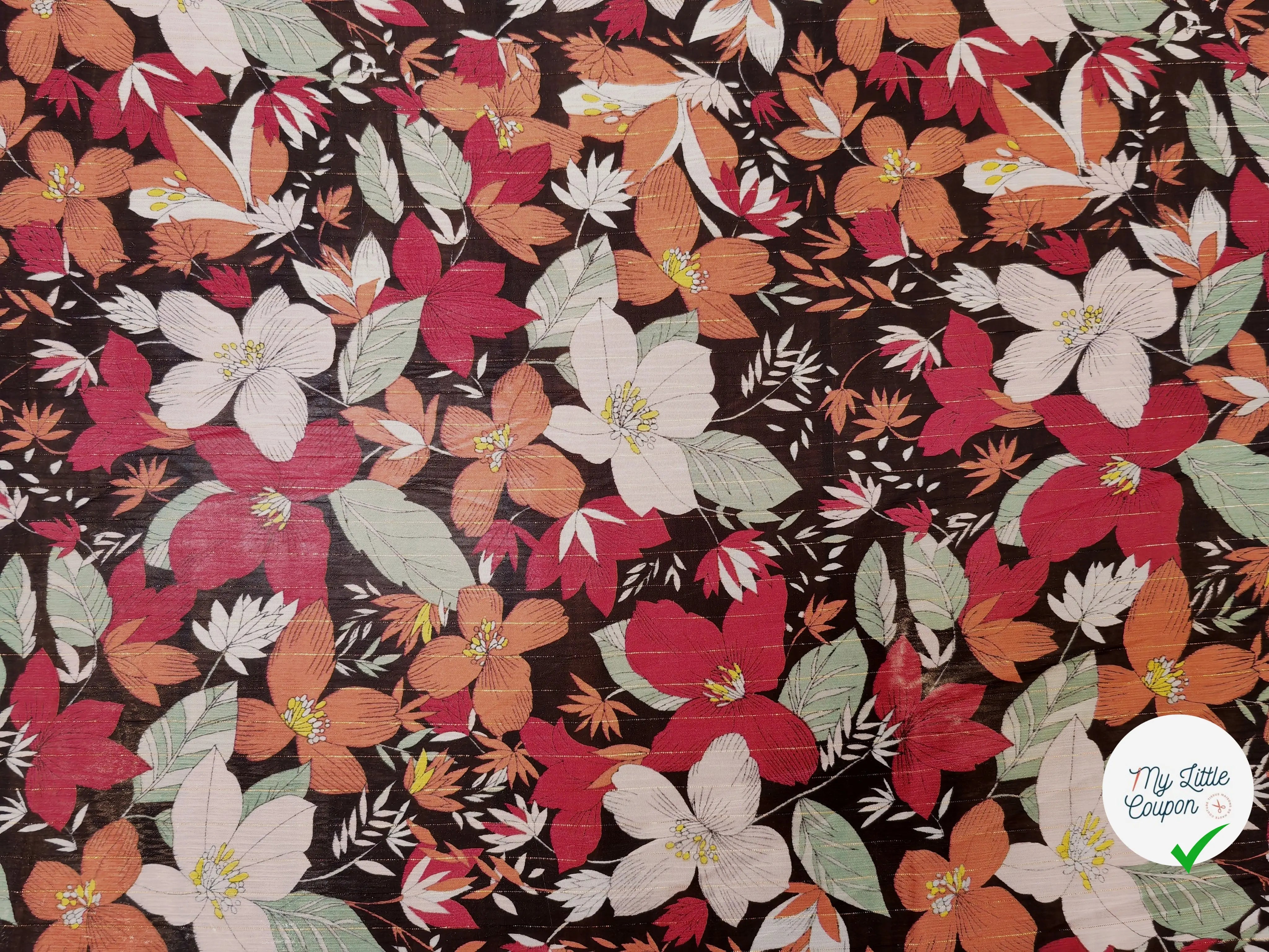 MOUSSELINE HIBISCUS BORDEAUX & ORANGE - My Little Coupon