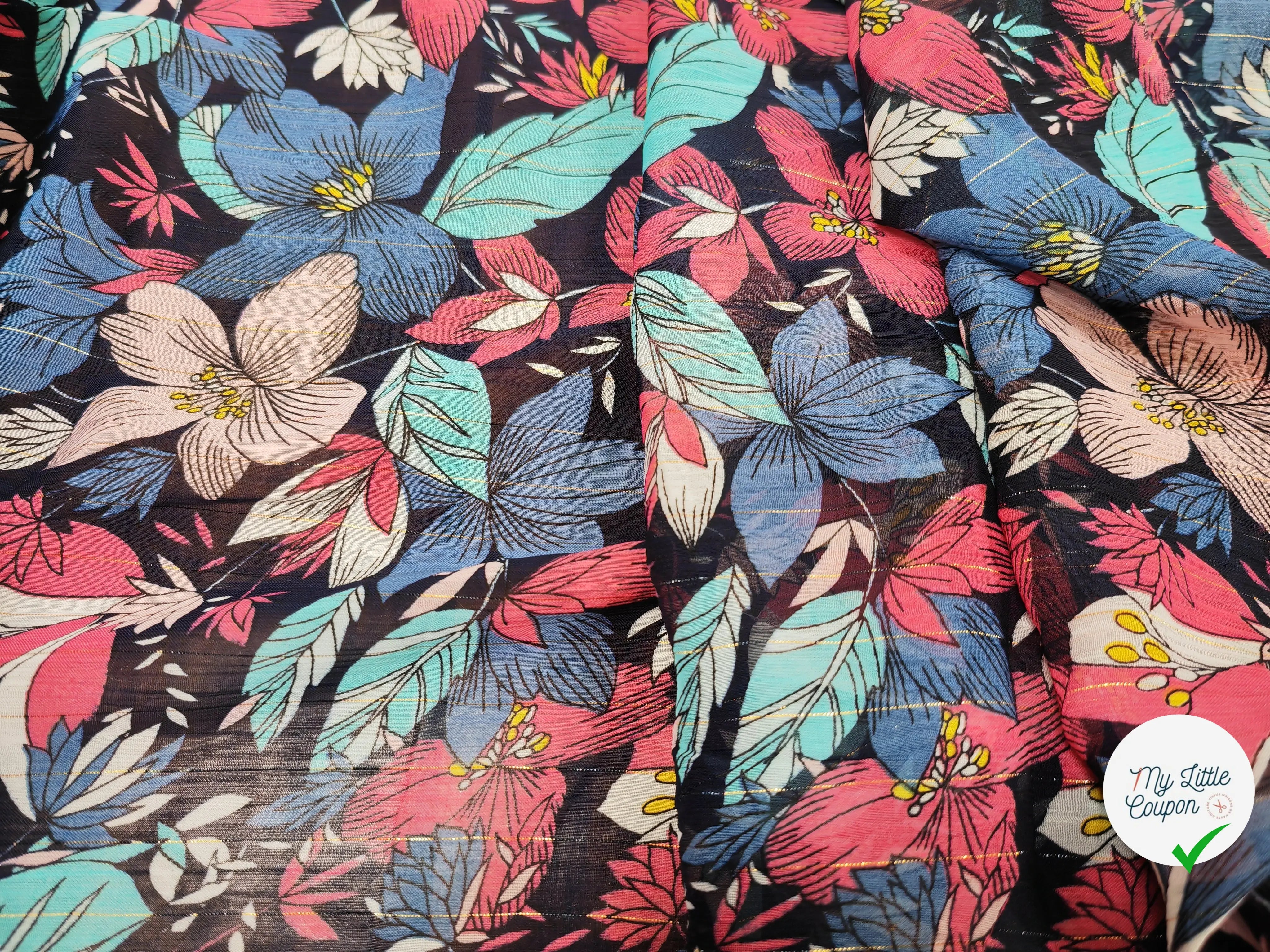 MOUSSELINE HIBISCUS ROSE & BLEU - My Little Coupon