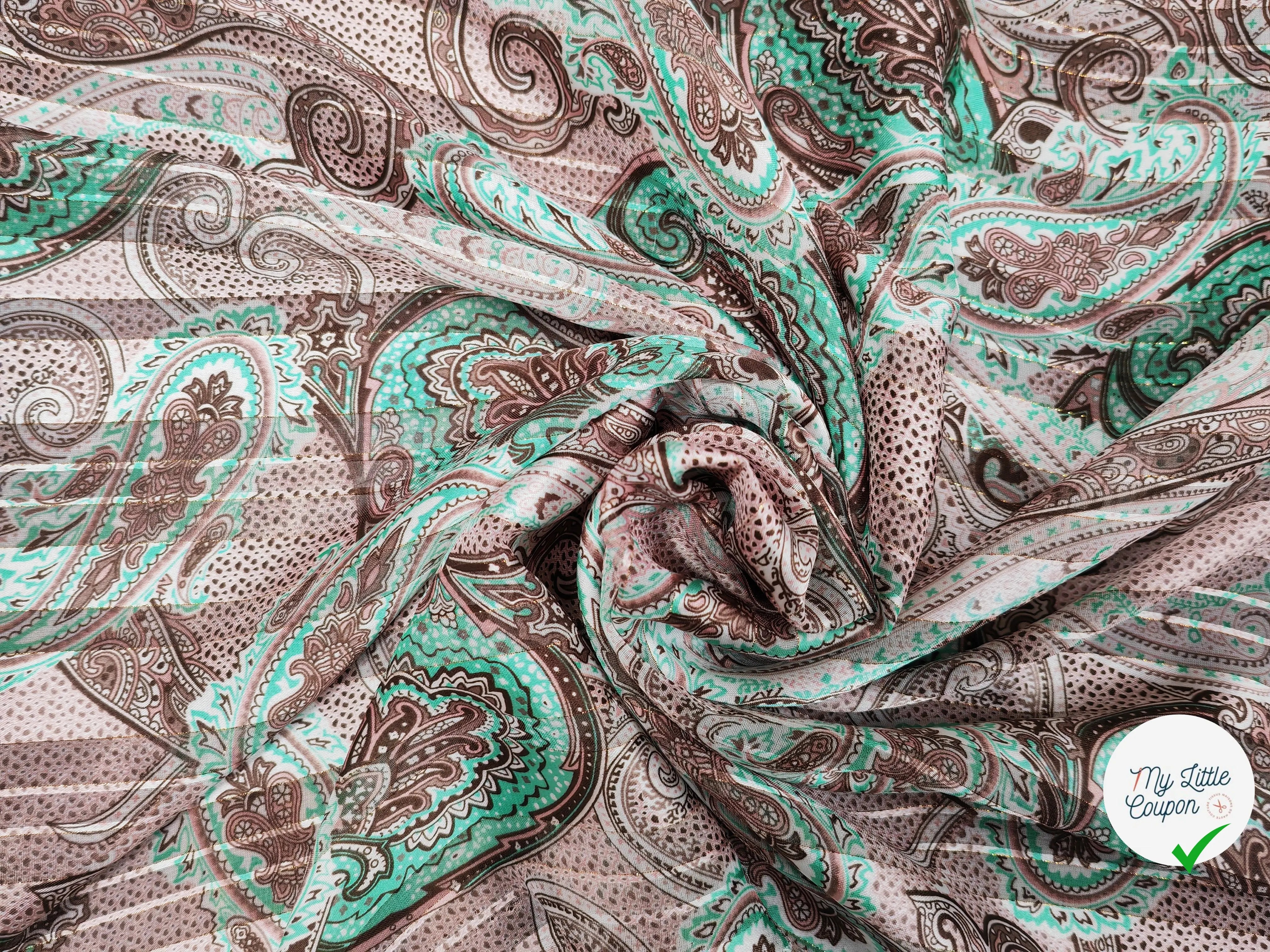 MOUSSELINE MOTIF BANDANA CHÂTAIGNE & ÉMERAUDE - My Little Coupon
