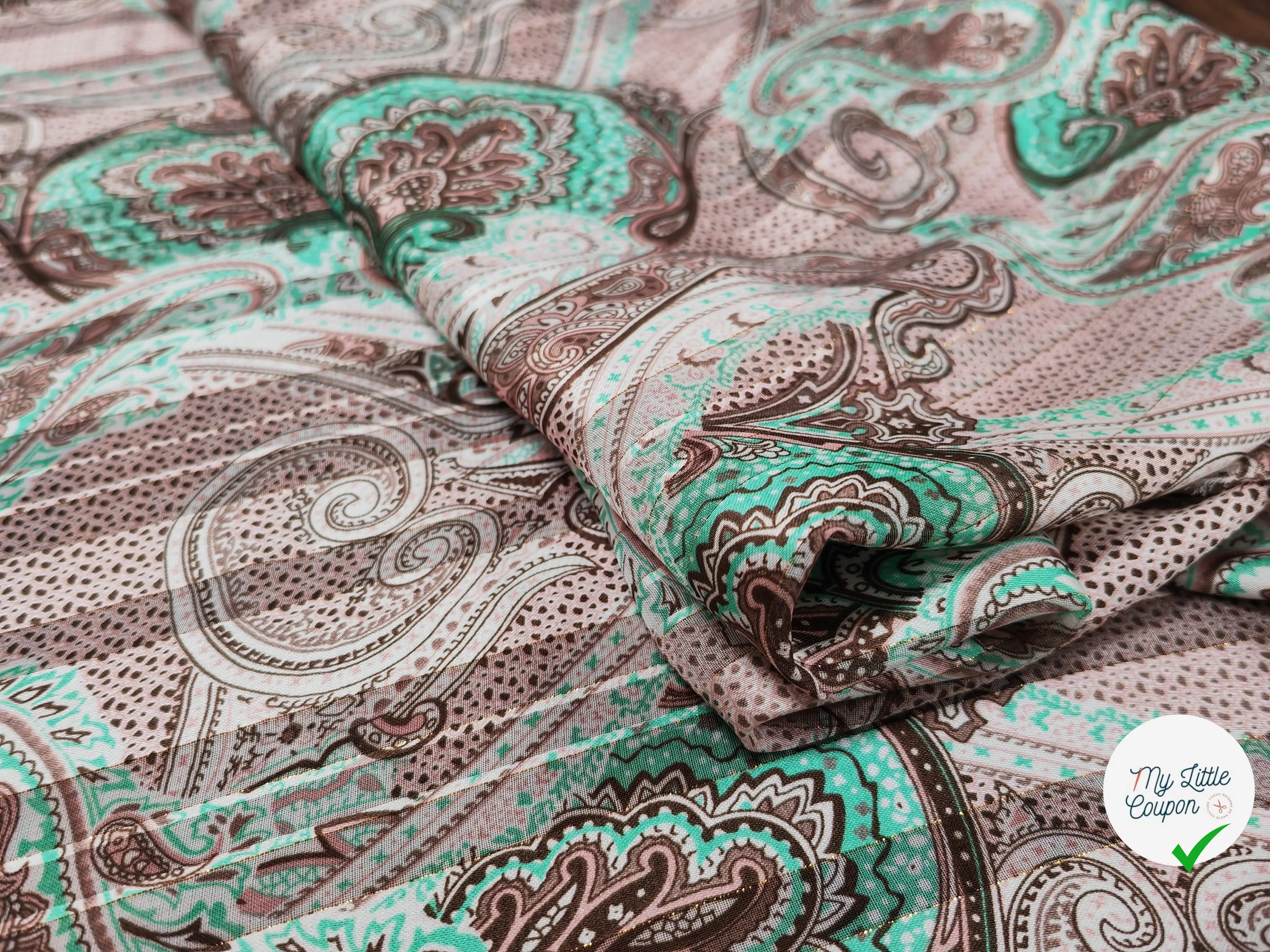 MOUSSELINE MOTIF BANDANA CHÂTAIGNE & ÉMERAUDE - My Little Coupon