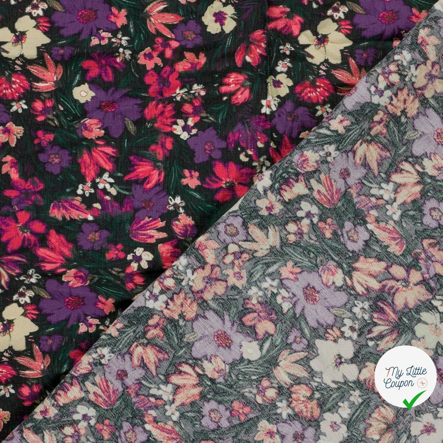 Ottoman de viscose fleurs fuchsia