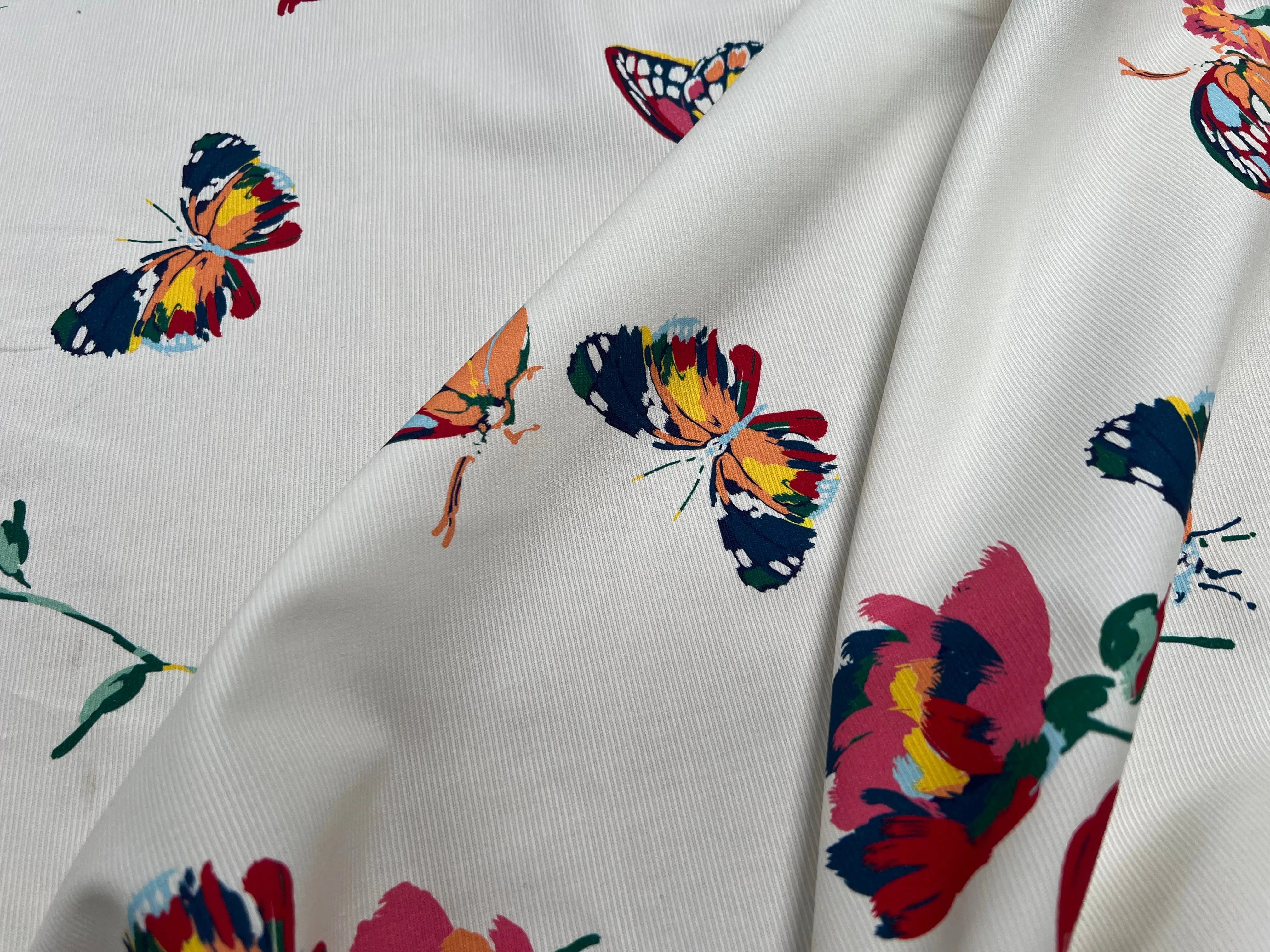 OTTOMAN STRETCH COTON CRÈME PAPILLONS - My Little Coupon