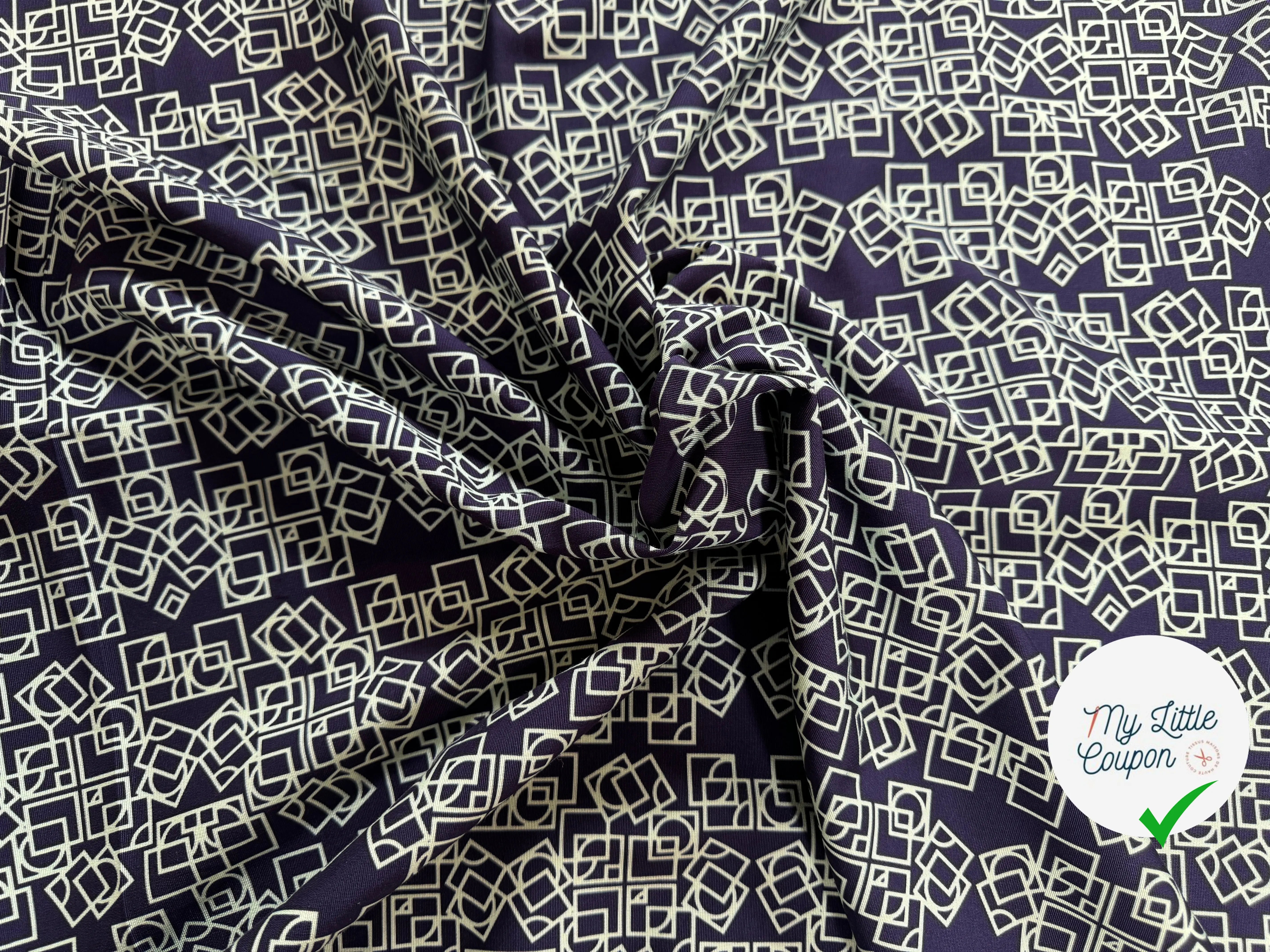 OTTOMAN VISCOSE COTON GÉOMETRIE VERT SUR BLEU - My Little Coupon