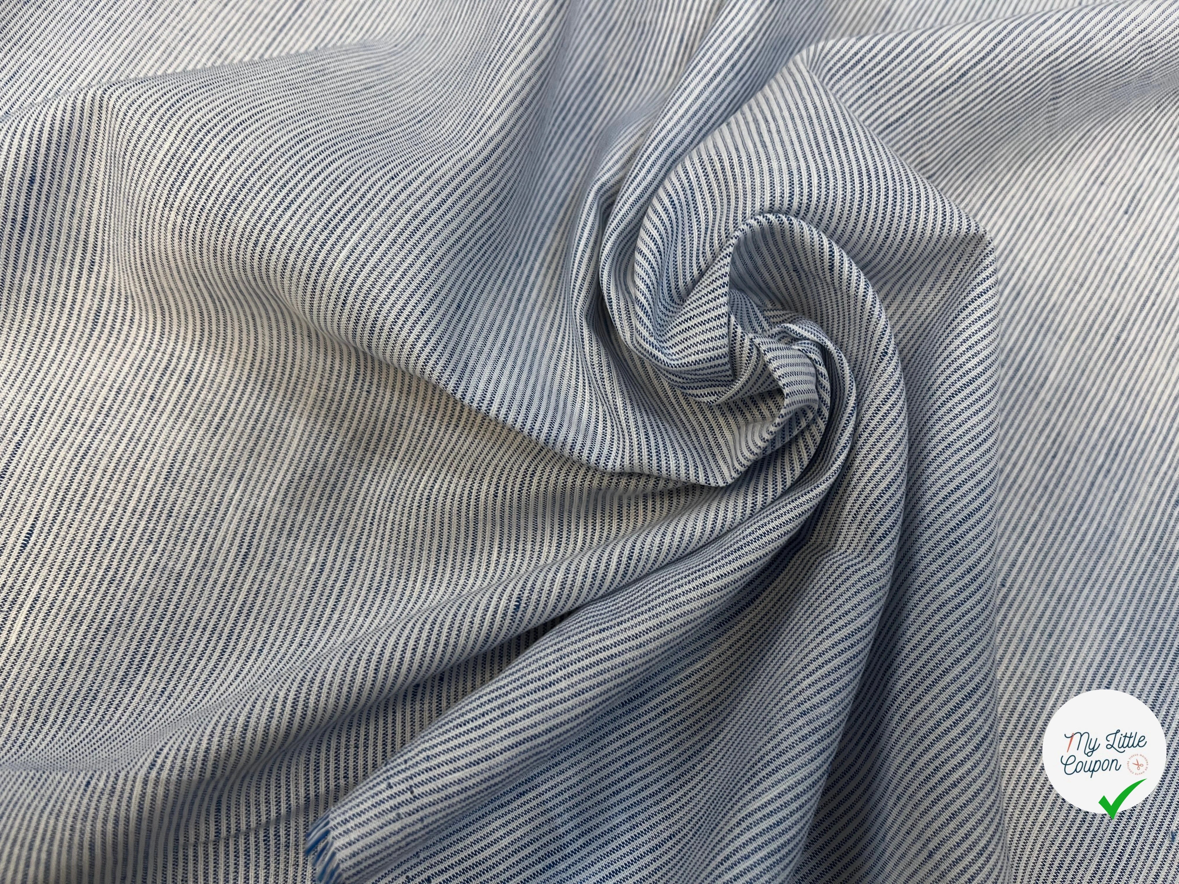 OXFORD 100% COTON BLANC À RAYURES BLEUES - My Little Coupon