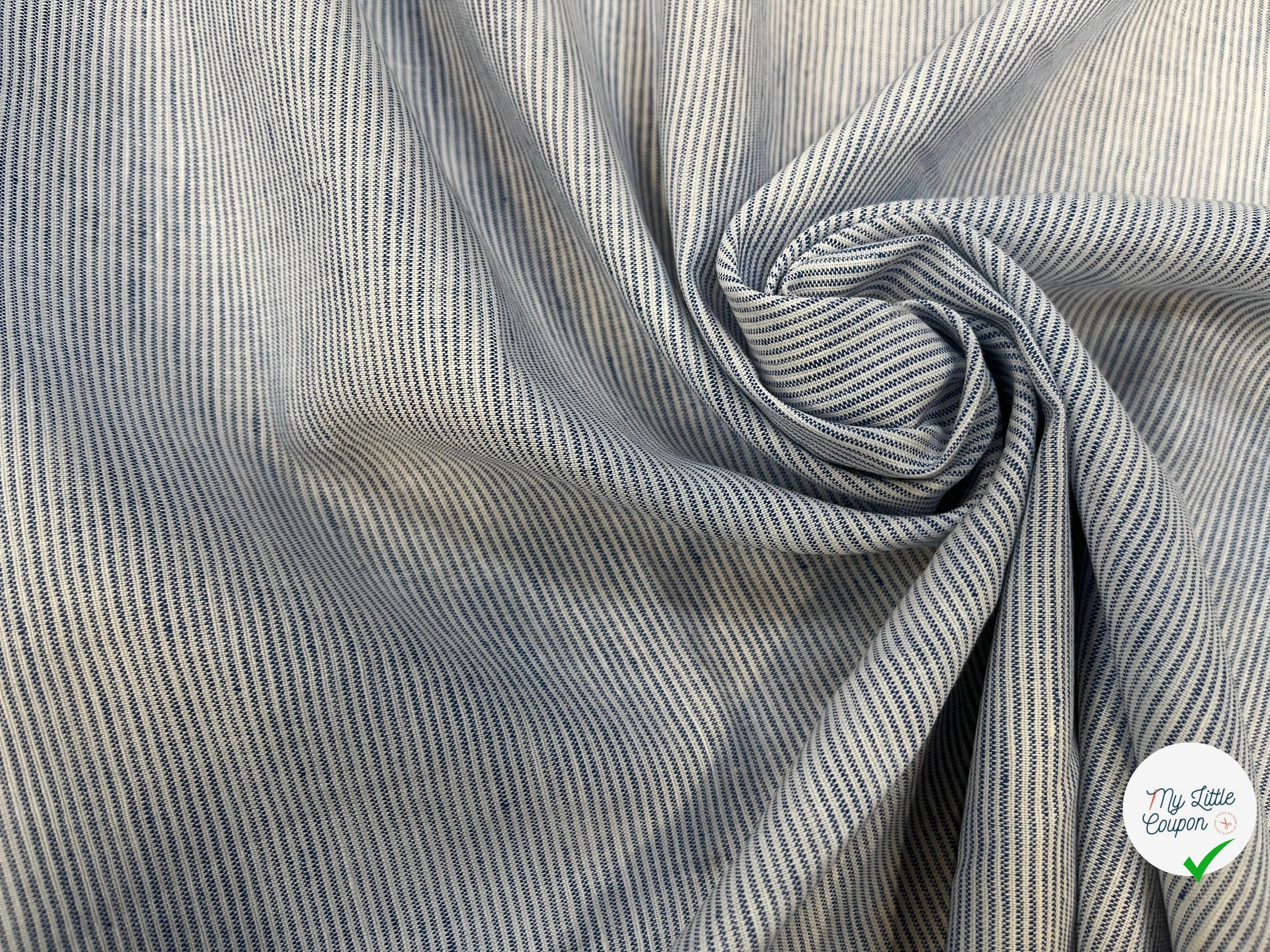 OXFORD 100% COTON BLANC À RAYURES BLEUES - My Little Coupon