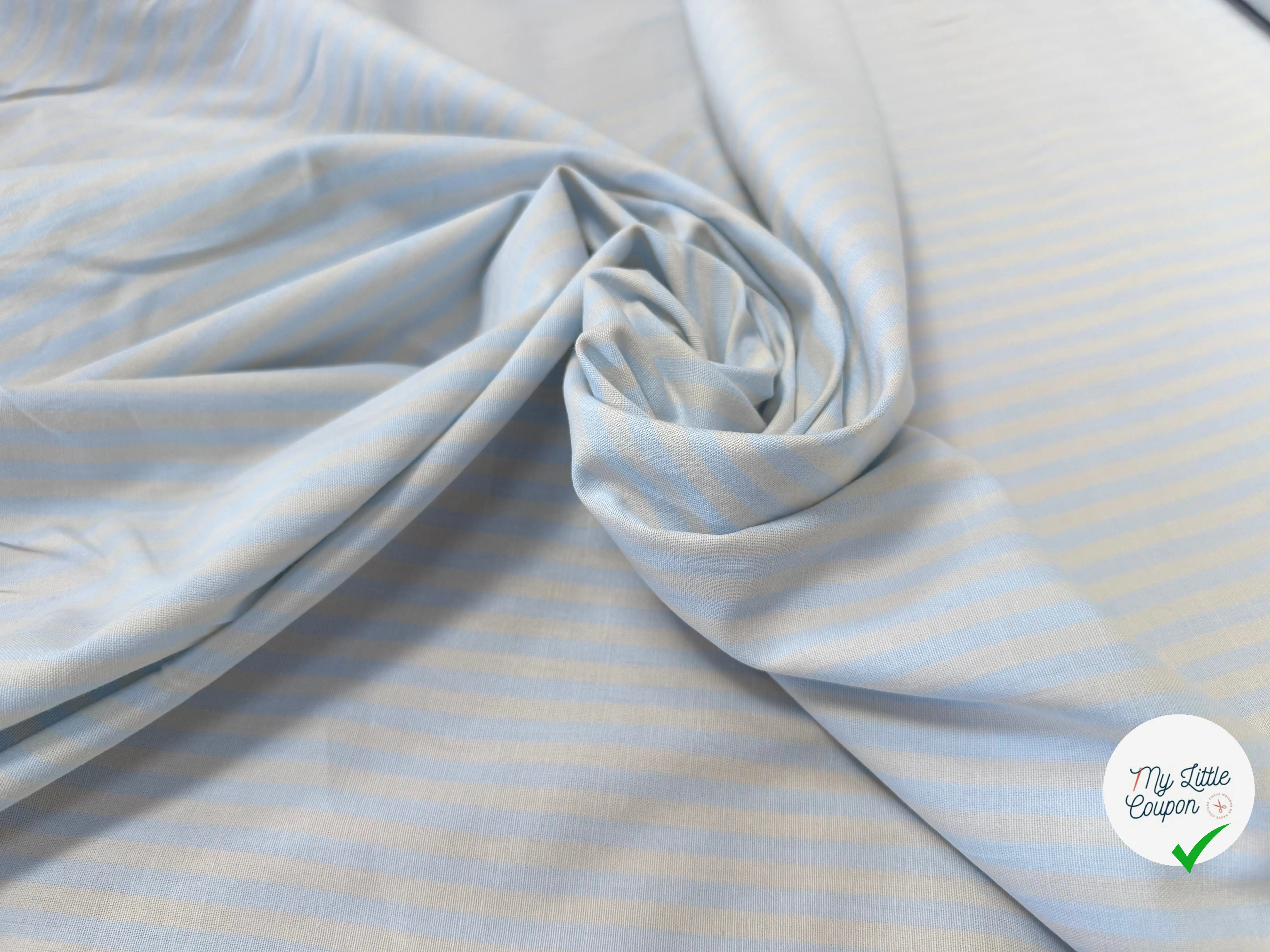 OXFORD COTON BLEU CIEL À RAYURES JAUNE PASTEL - My Little Coupon