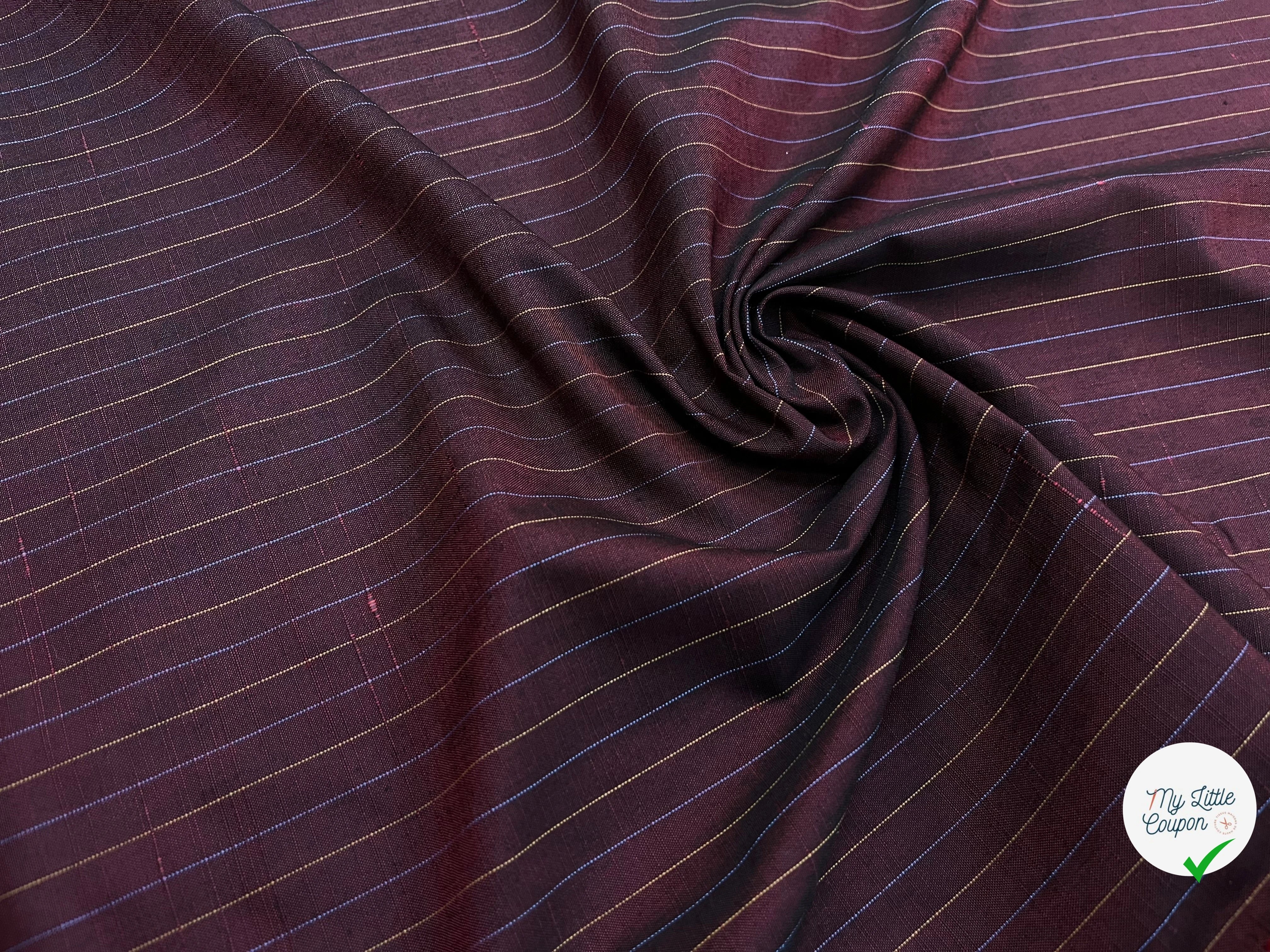 OXFORD DRU VISCOSE ROUGE WINE À RAYURES BLEU&JAUNE - My Little Coupon