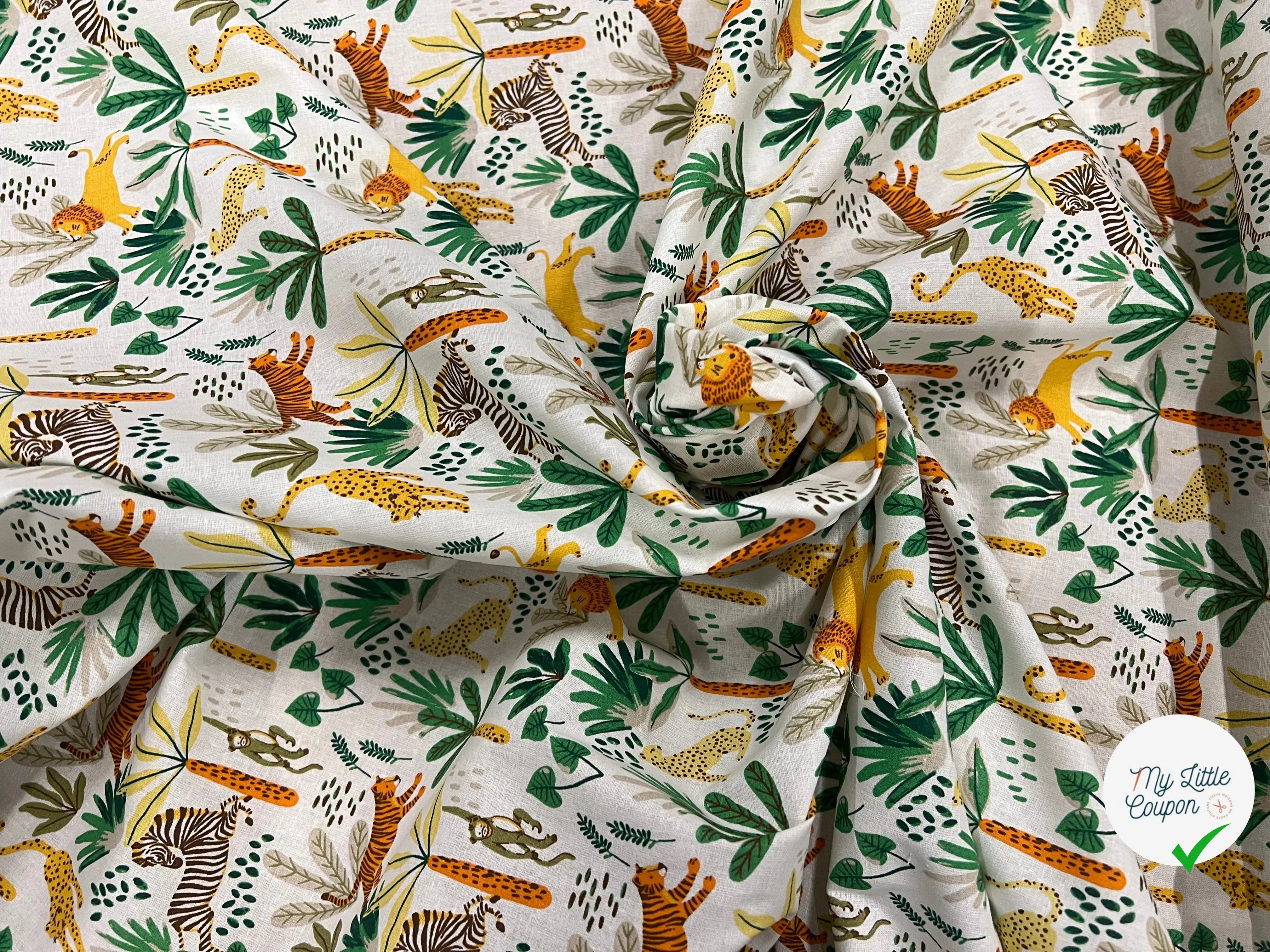 PERCALE COTON SIMBA VERT PRINT - My Little Coupon
