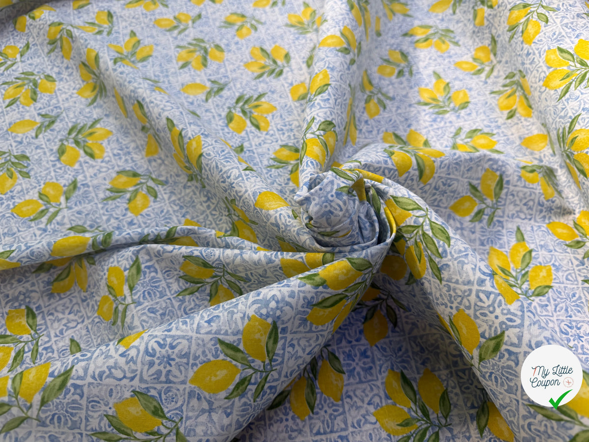 PERCALE DE COTON ALGARVE BLEU 150 CM - My Little Coupon