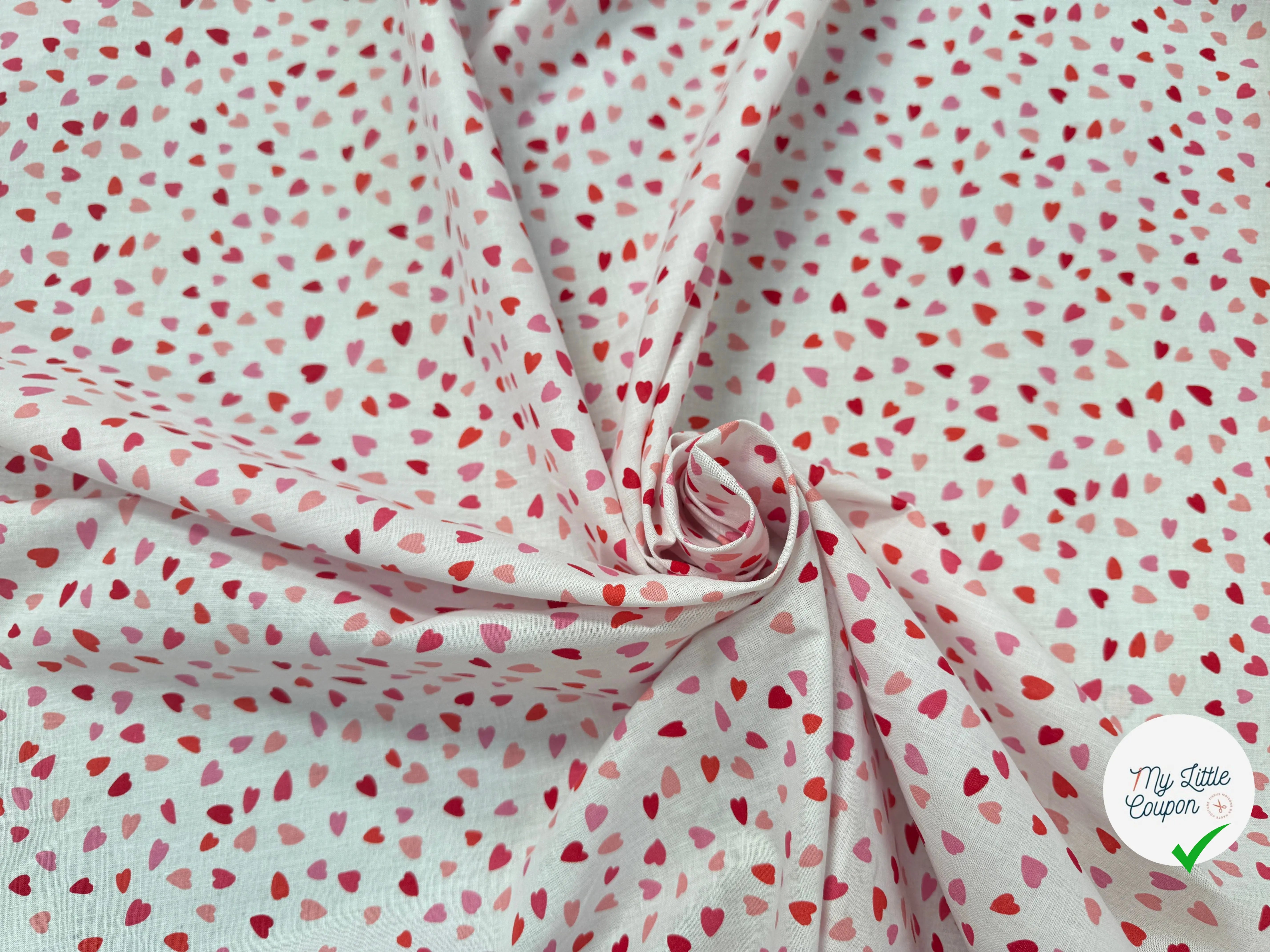 PERCALE DE COTON AMOUR BLANC - My Little Coupon