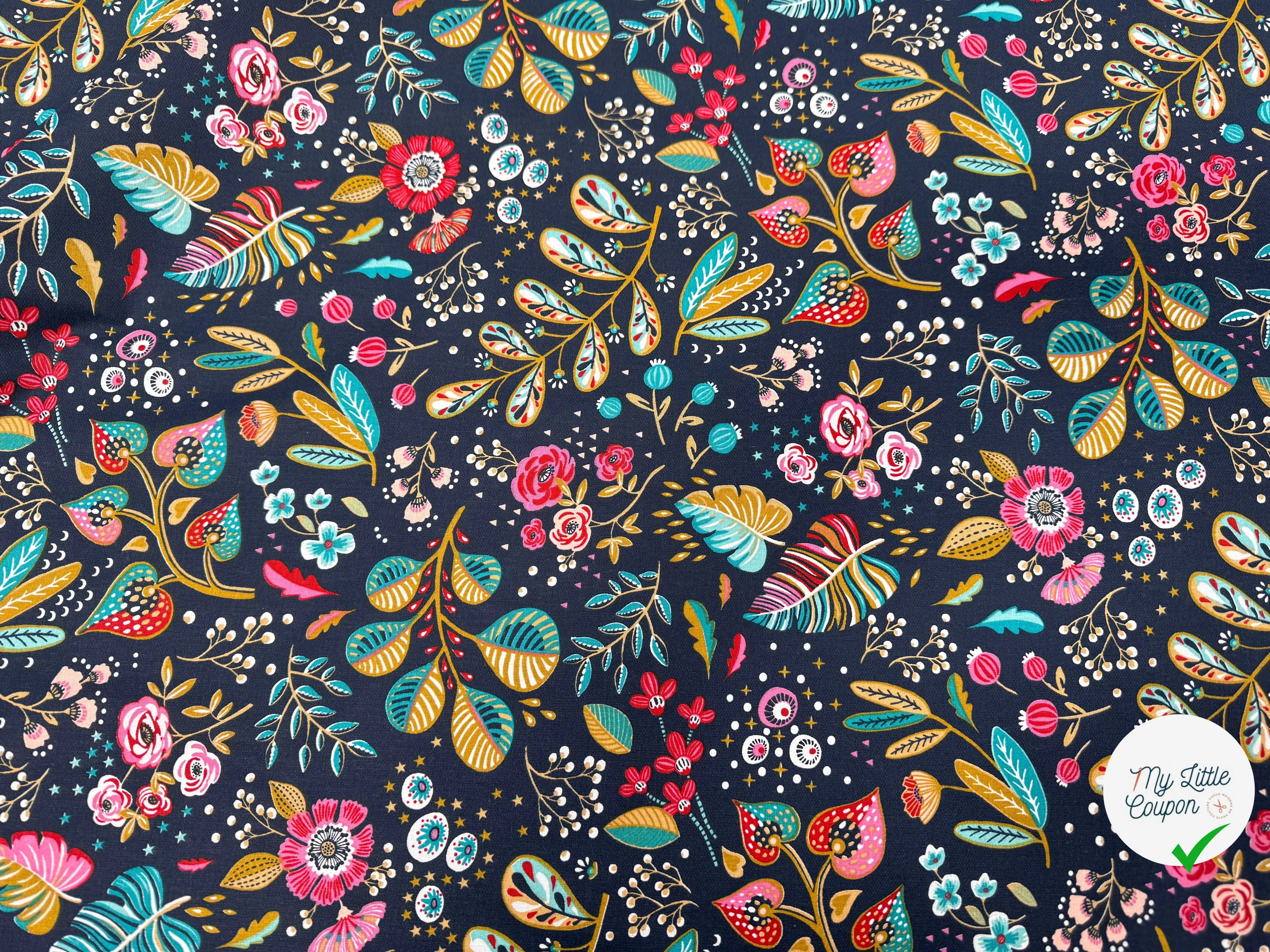 PERCALE DE COTON ANCOLIE ARDOISE - My Little Coupon
