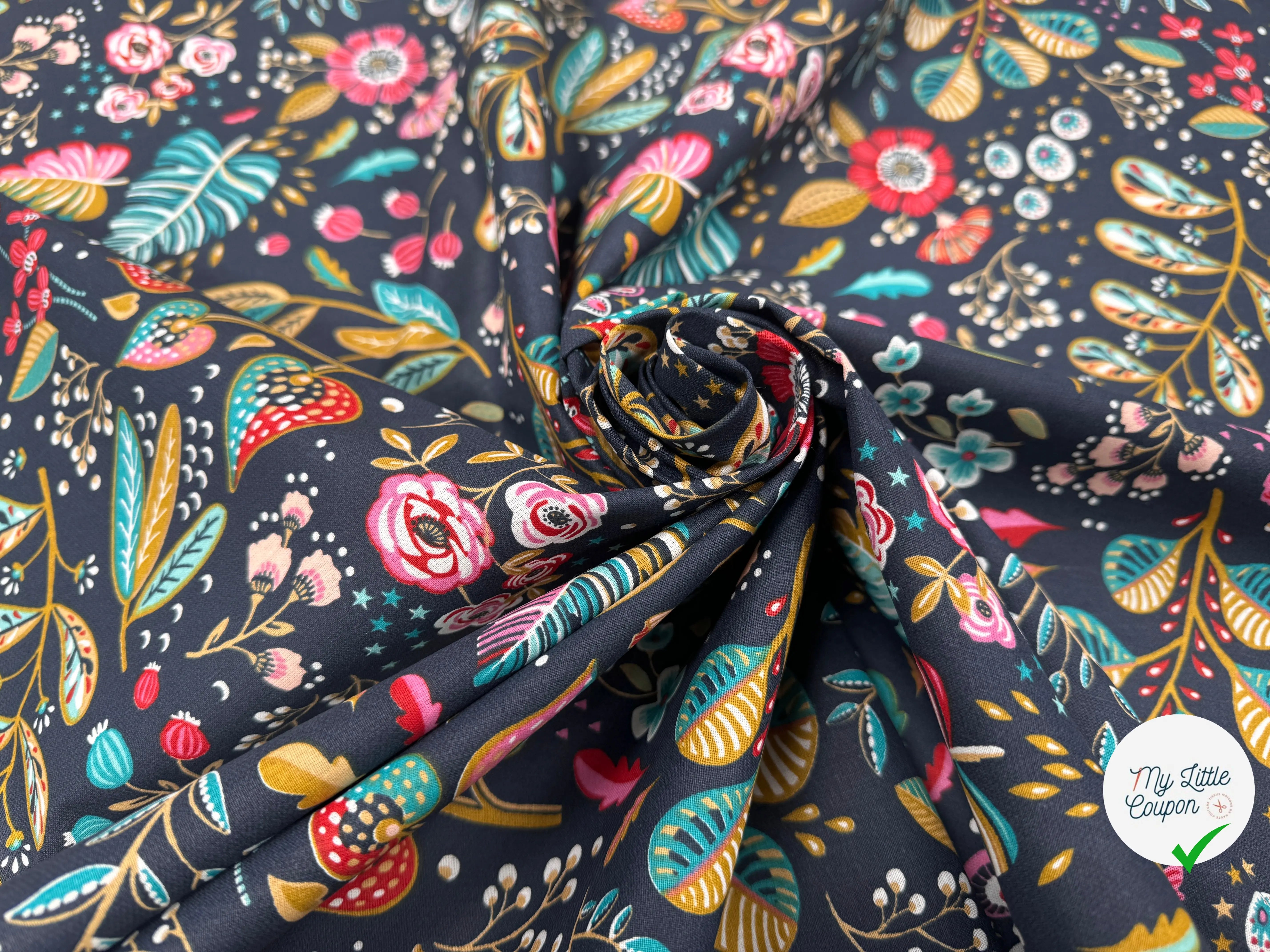 PERCALE DE COTON ANCOLIE ARDOISE - My Little Coupon