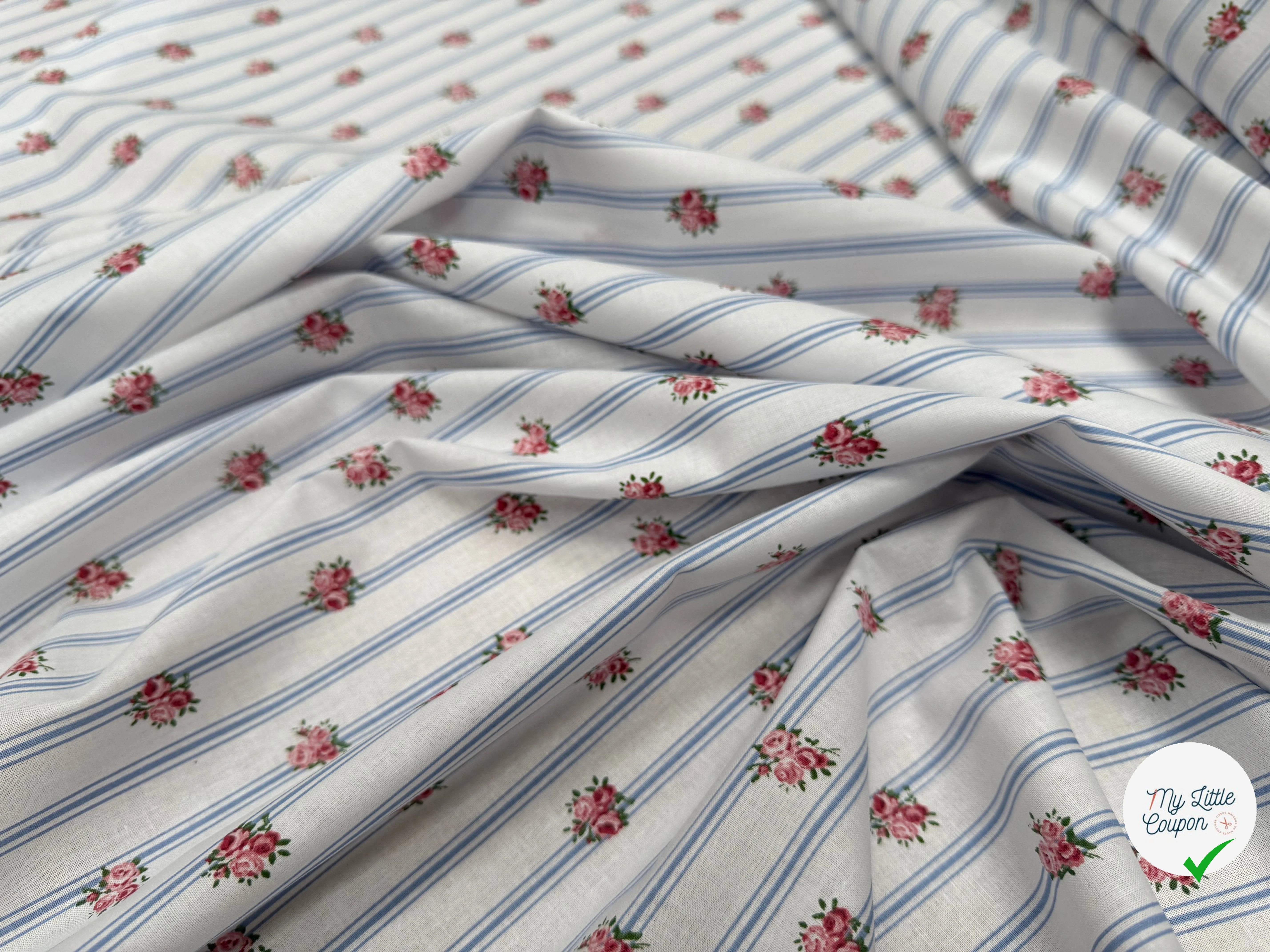 PERCALE DE COTON BATIFOLLE BLEU 150 CM - My Little Coupon