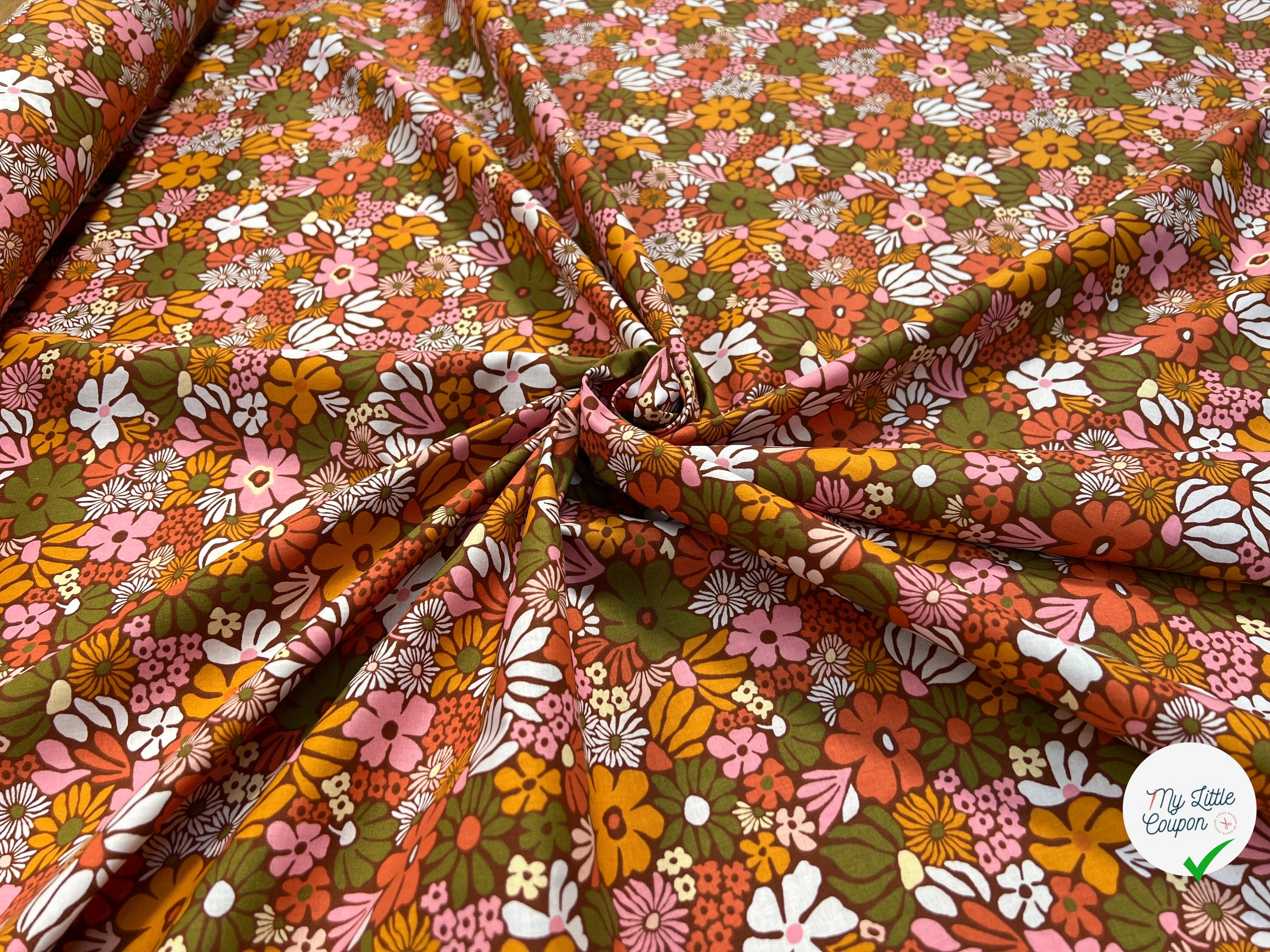 PERCALE DE COTON BEGONIA KAKI 150 CM - My Little Coupon