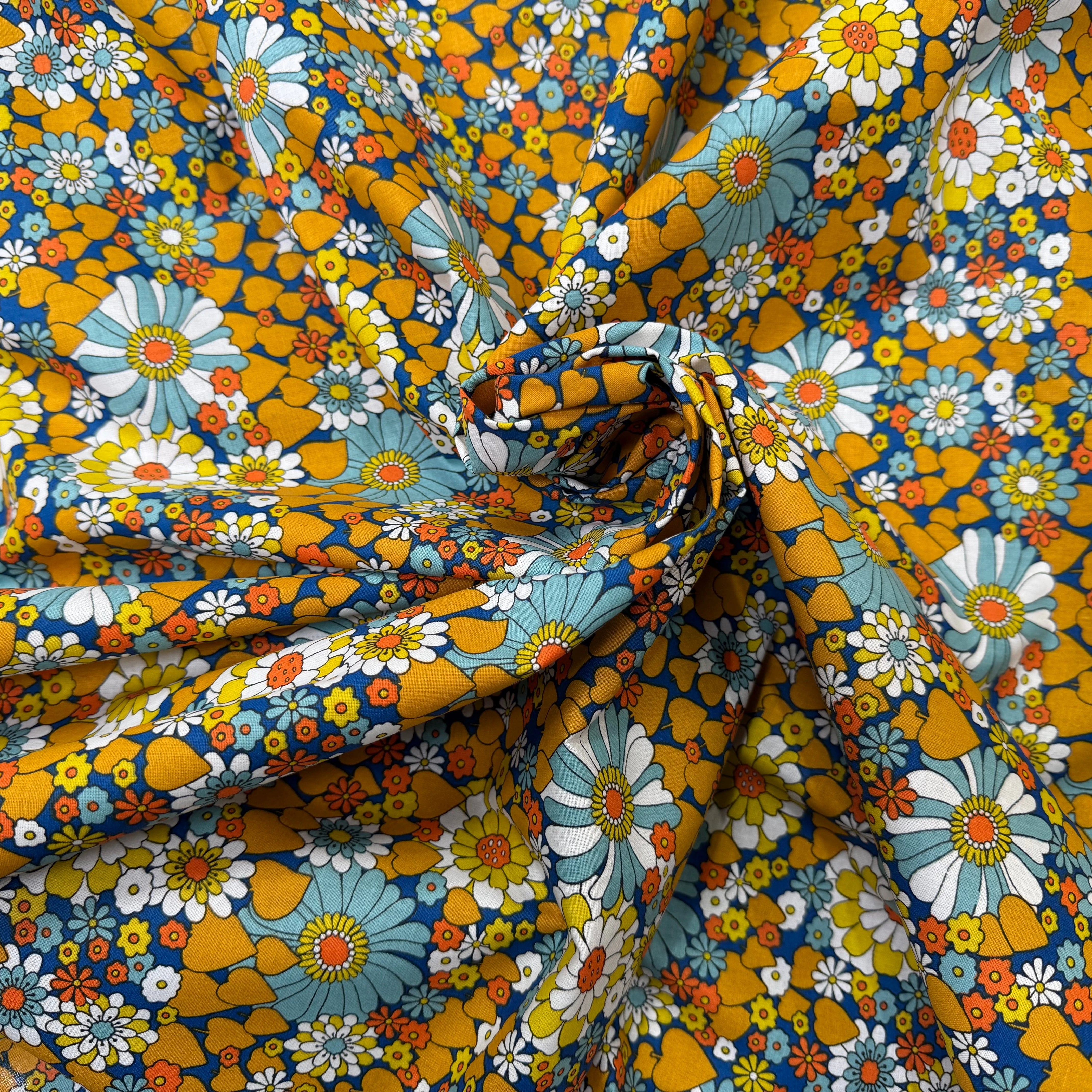 PERCALE DE COTON CHILL JAUNE BLEU 150 CM - My Little Coupon