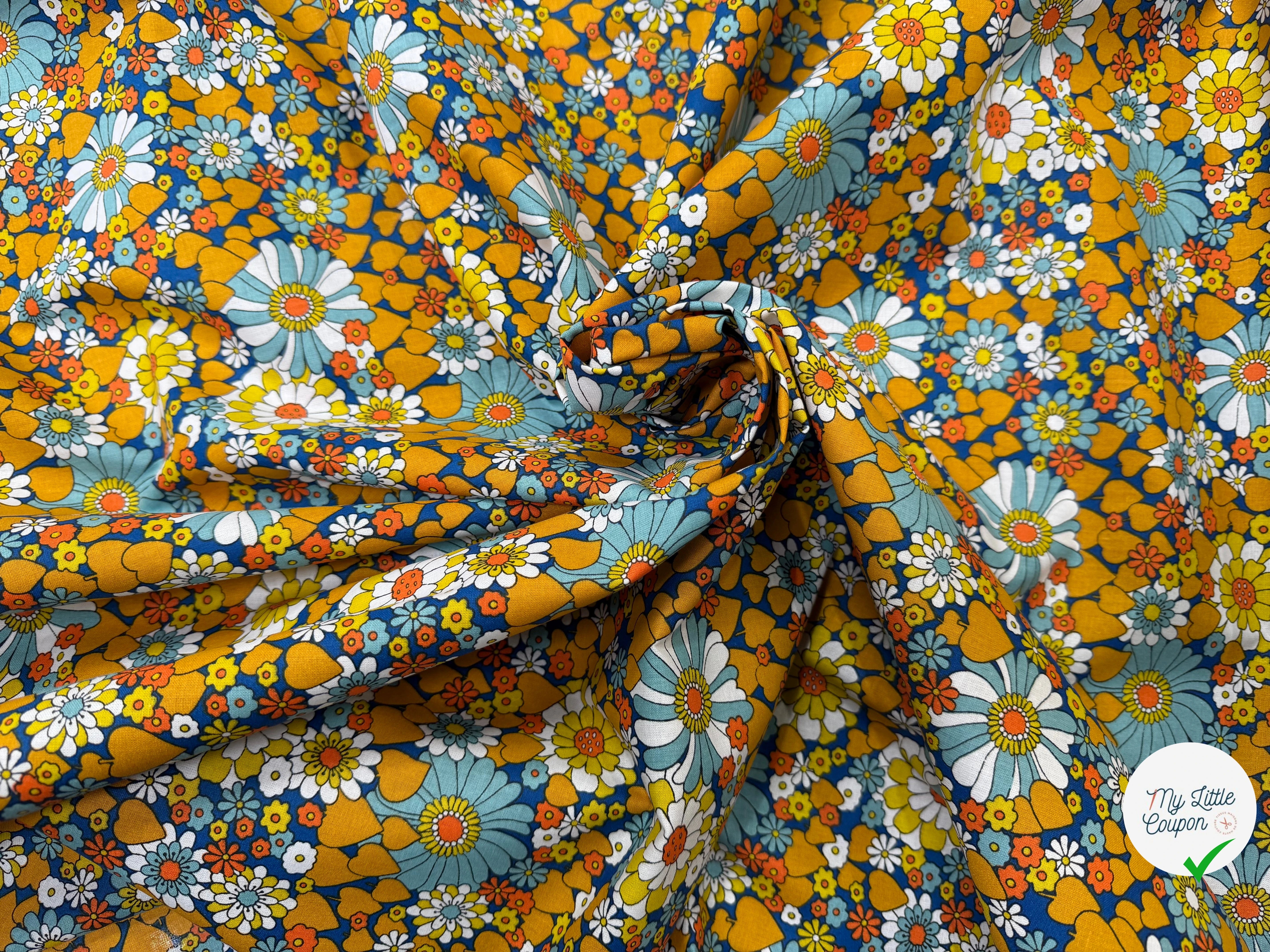 PERCALE DE COTON CHILL JAUNE BLEU 150 CM - My Little Coupon