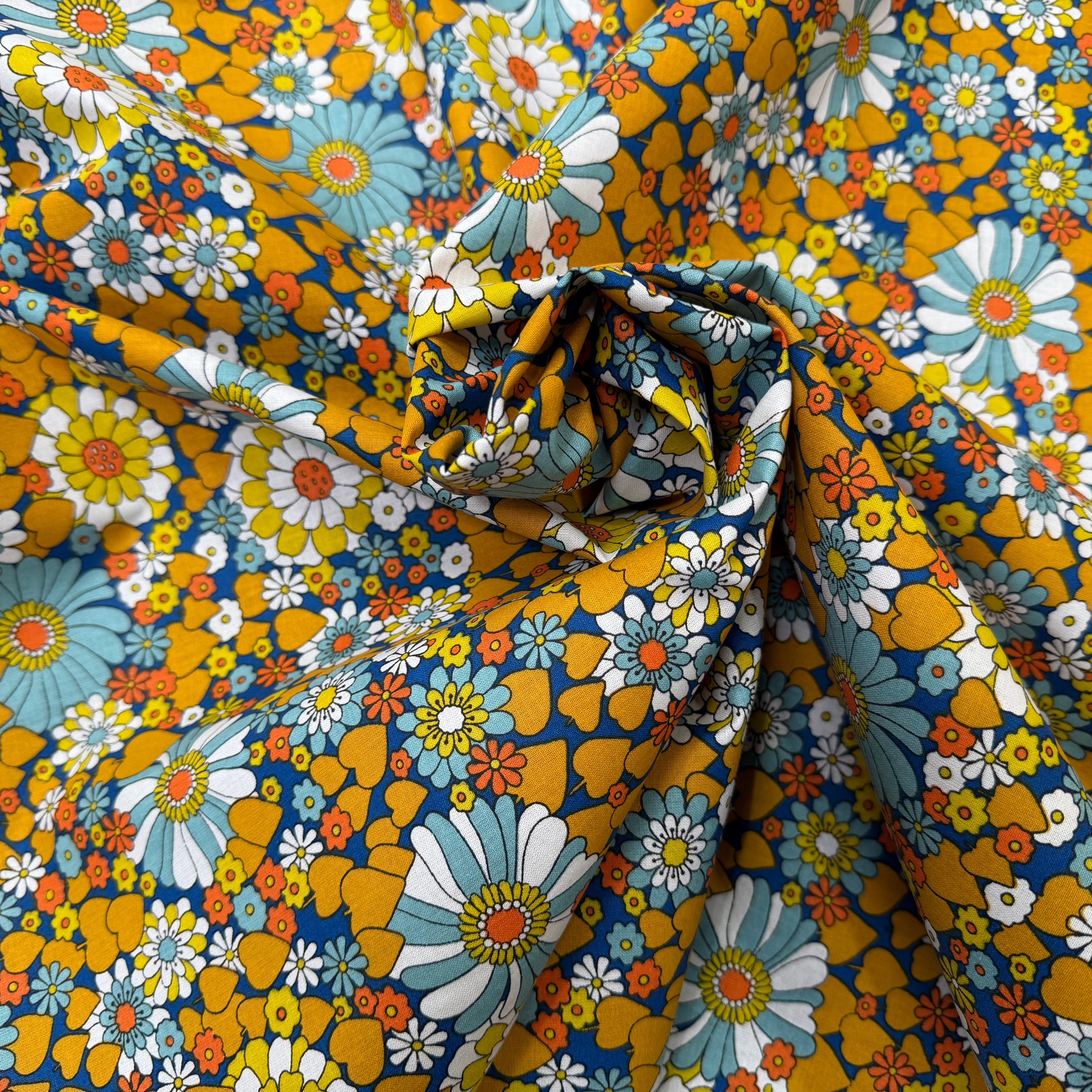 PERCALE DE COTON CHILL JAUNE BLEU 150 CM - My Little Coupon