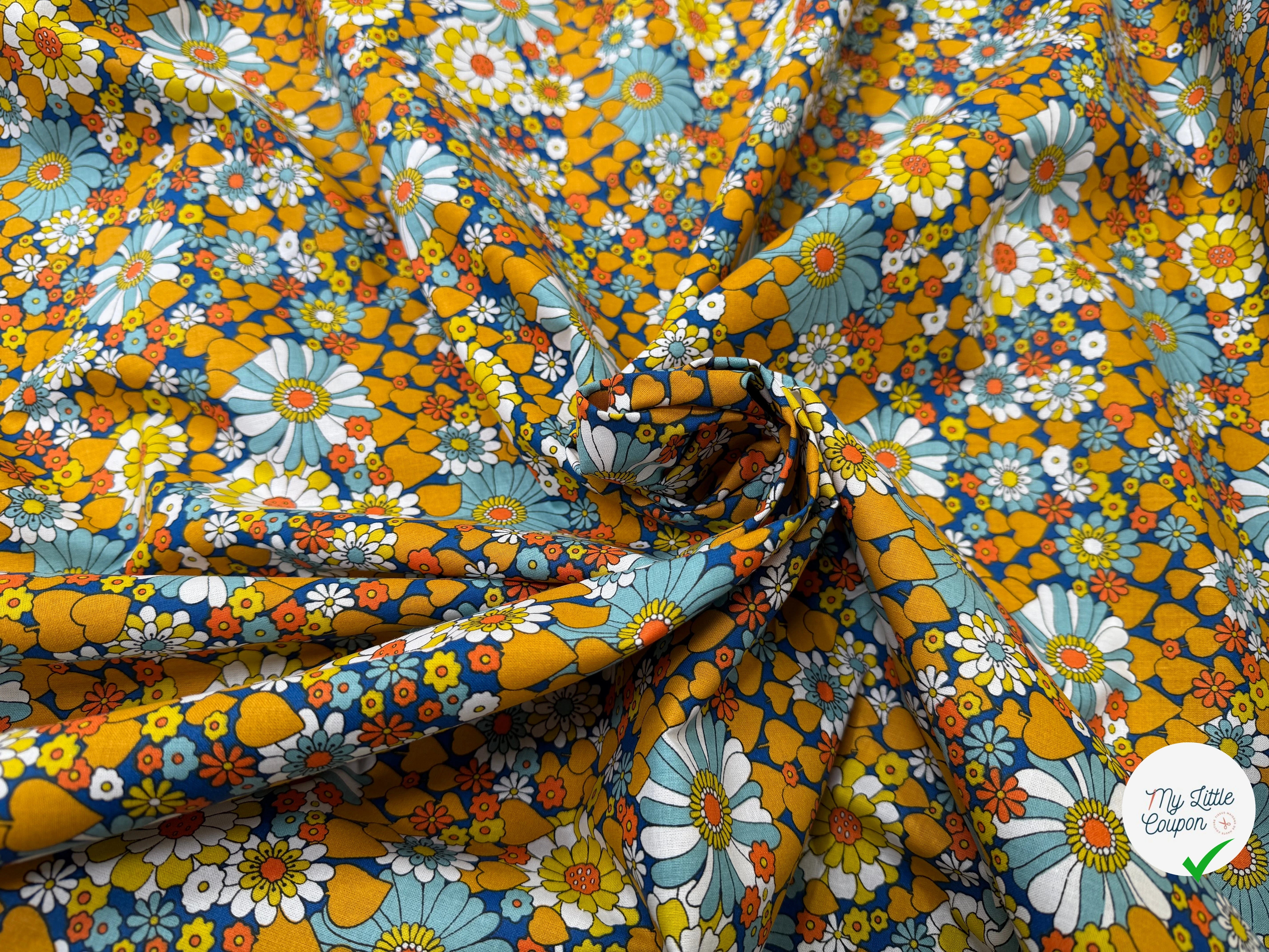 PERCALE DE COTON CHILL JAUNE BLEU 150 CM - My Little Coupon