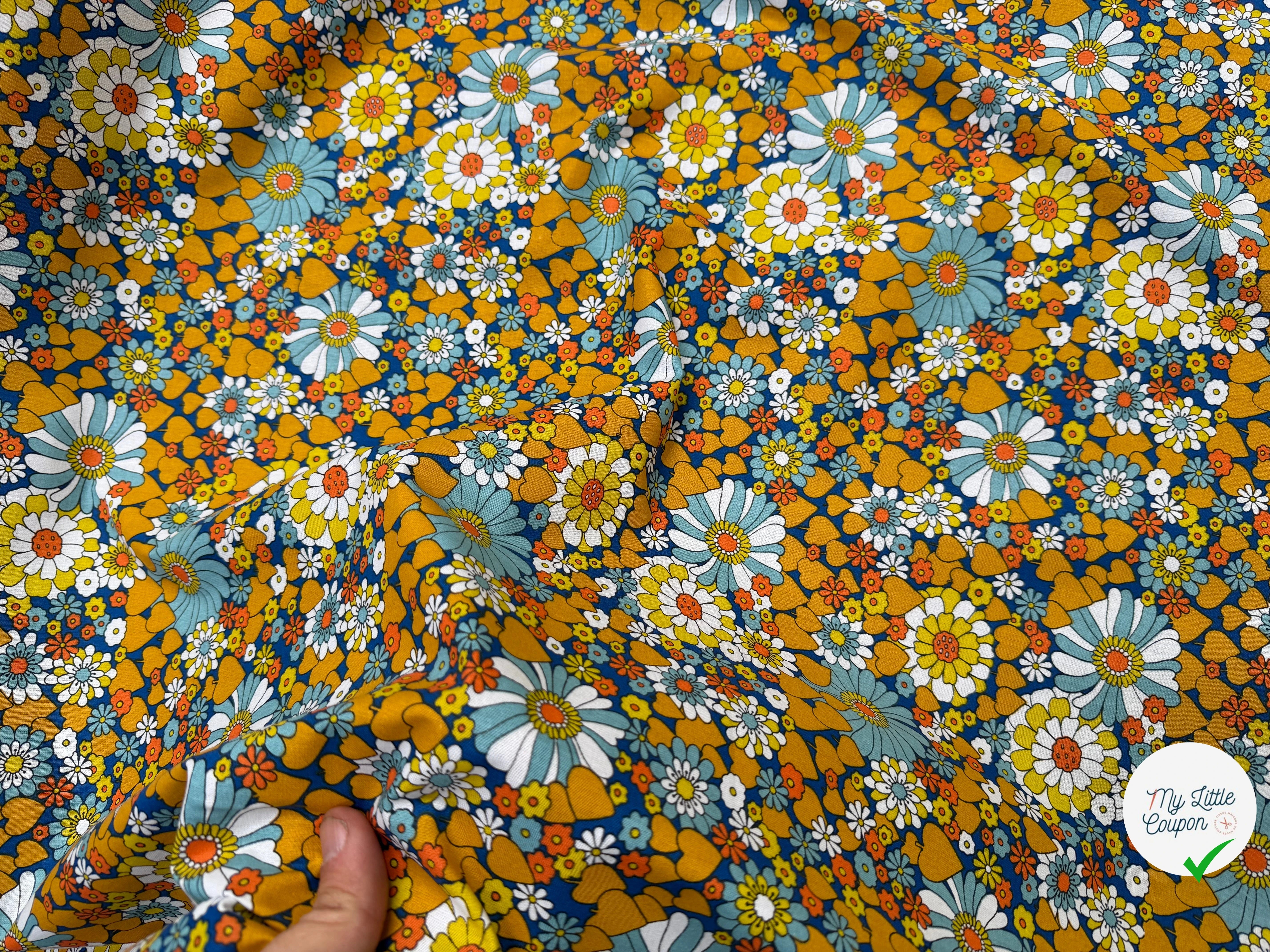 PERCALE DE COTON CHILL JAUNE BLEU 150 CM - My Little Coupon