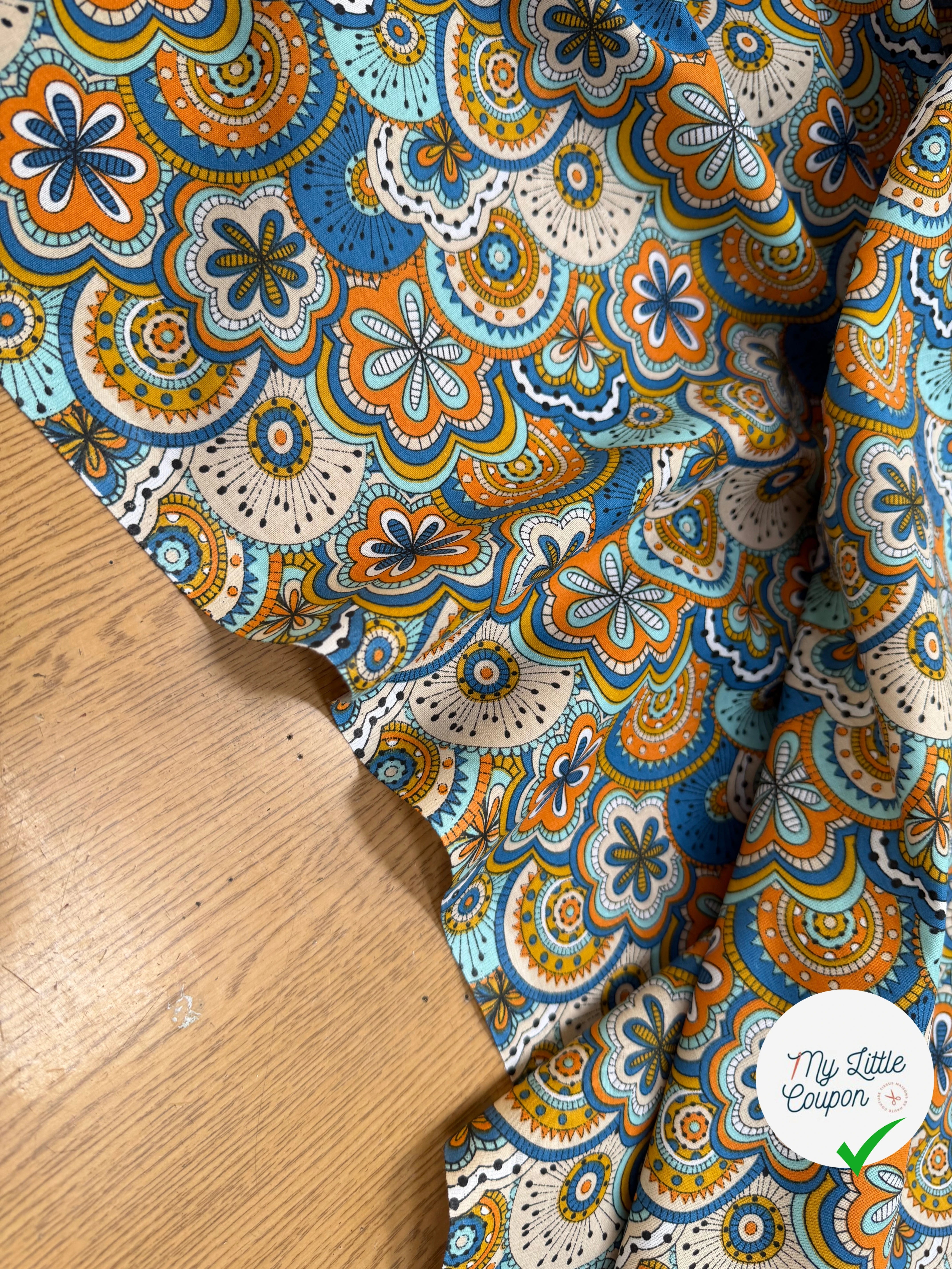 PERCALE DE COTON CHIMERE BLEU 150 CM - My Little Coupon