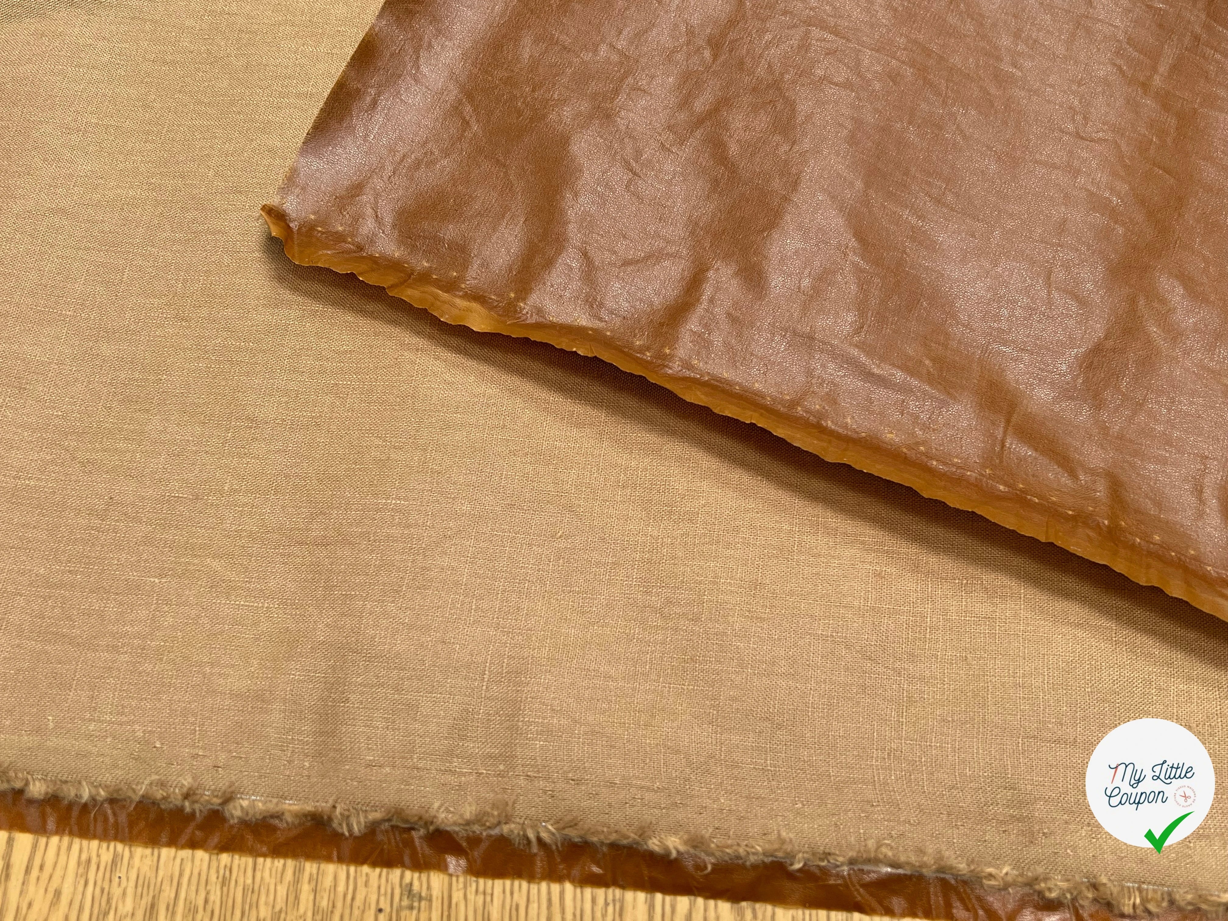 PERCALE DE COTON CHINTZÉ VILNIUS CONTRECOLLÉ ASPECT DAIM MARRON CAMEL - My Little Coupon