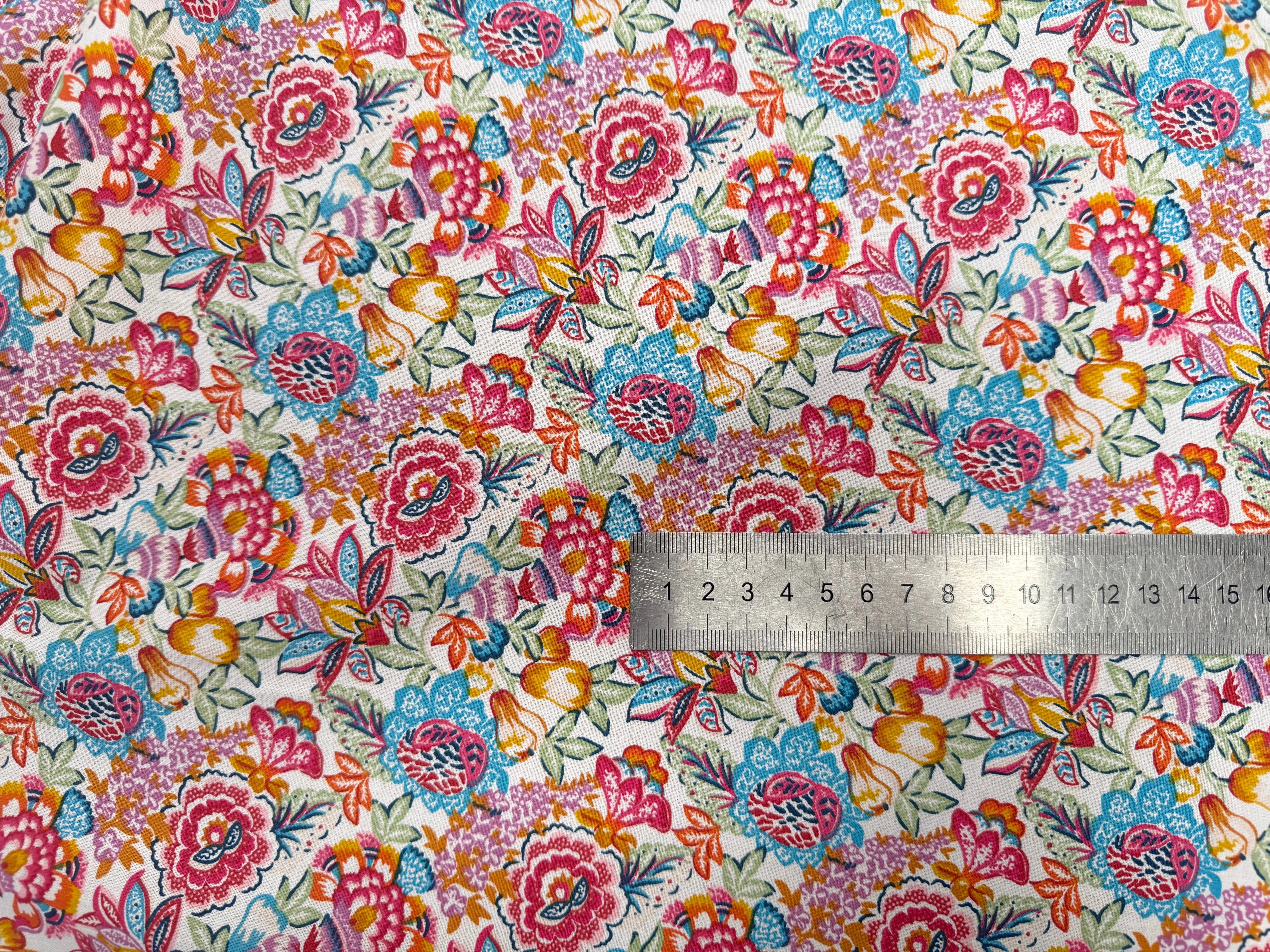 PERCALE DE COTON ESMERALDA BLANC BLEU 150 CM - My Little Coupon