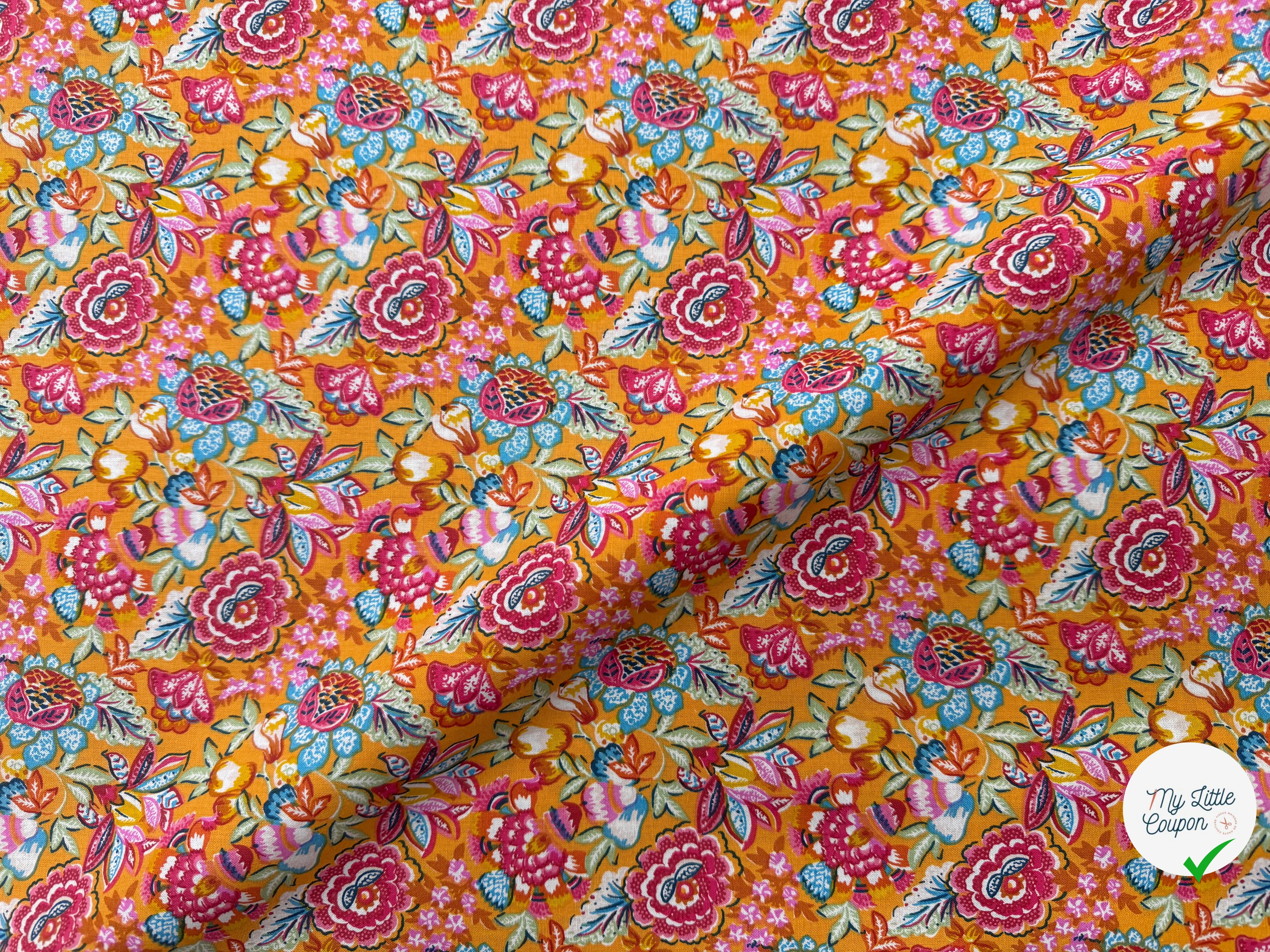 PERCALE DE COTON ESMERALDA JAUNE 150 CM - My Little Coupon