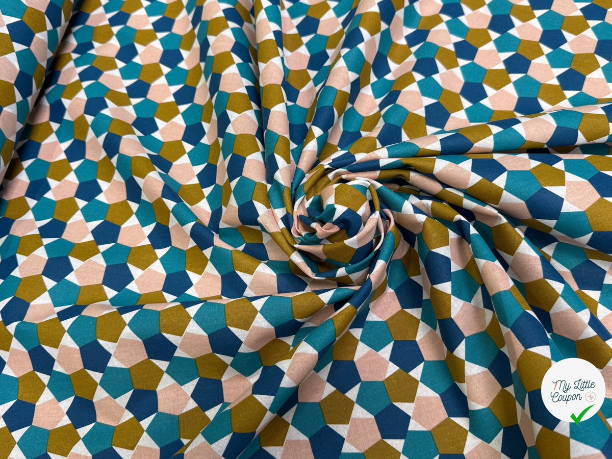 PERCALE DE COTON FES BLEU 150 CM - My Little Coupon